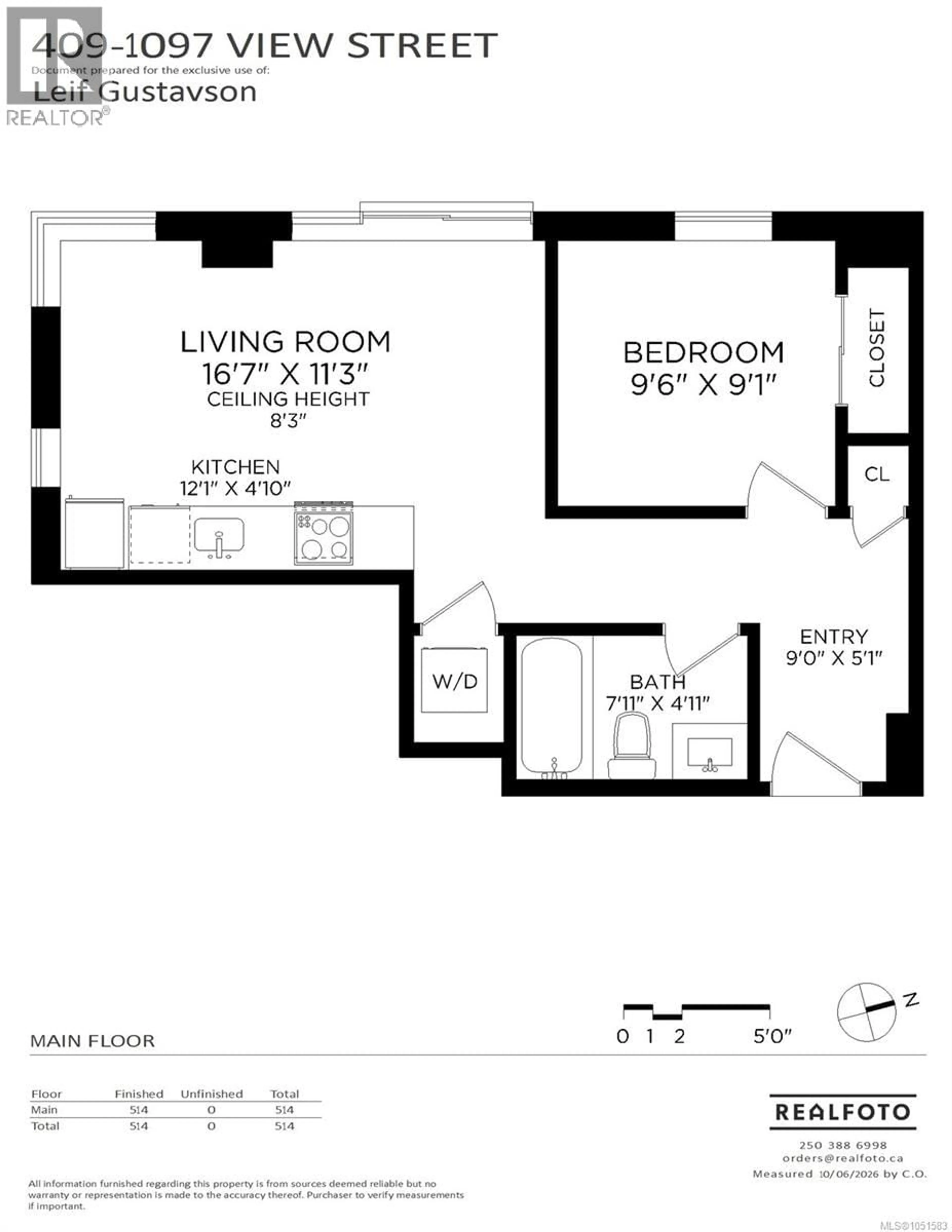 Floor plan for 409 - 1097 VIEW STREET, Victoria British Columbia V8V0G9