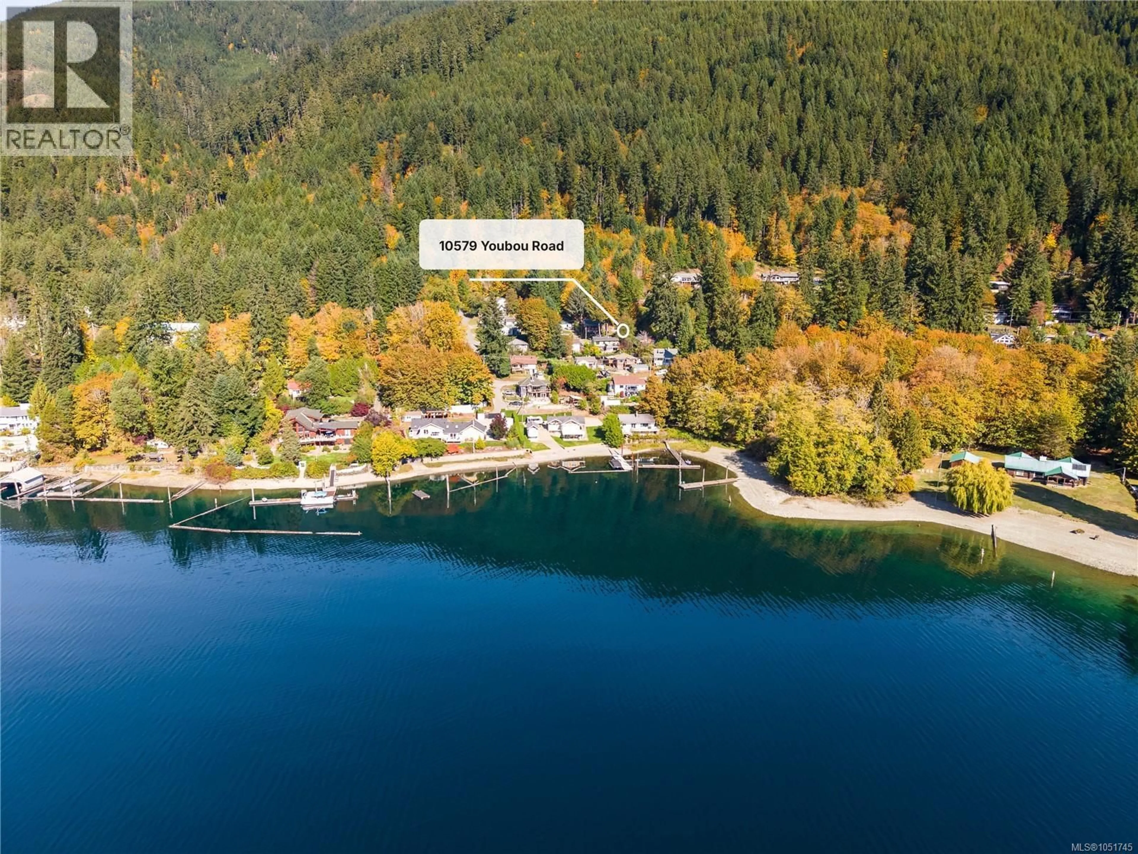 A pic from outside/outdoor area/front of a property/back of a property/a pic from drone, water/lake/river/ocean view for 10579 YOUBOU ROAD, Youbou British Columbia V0R3E1