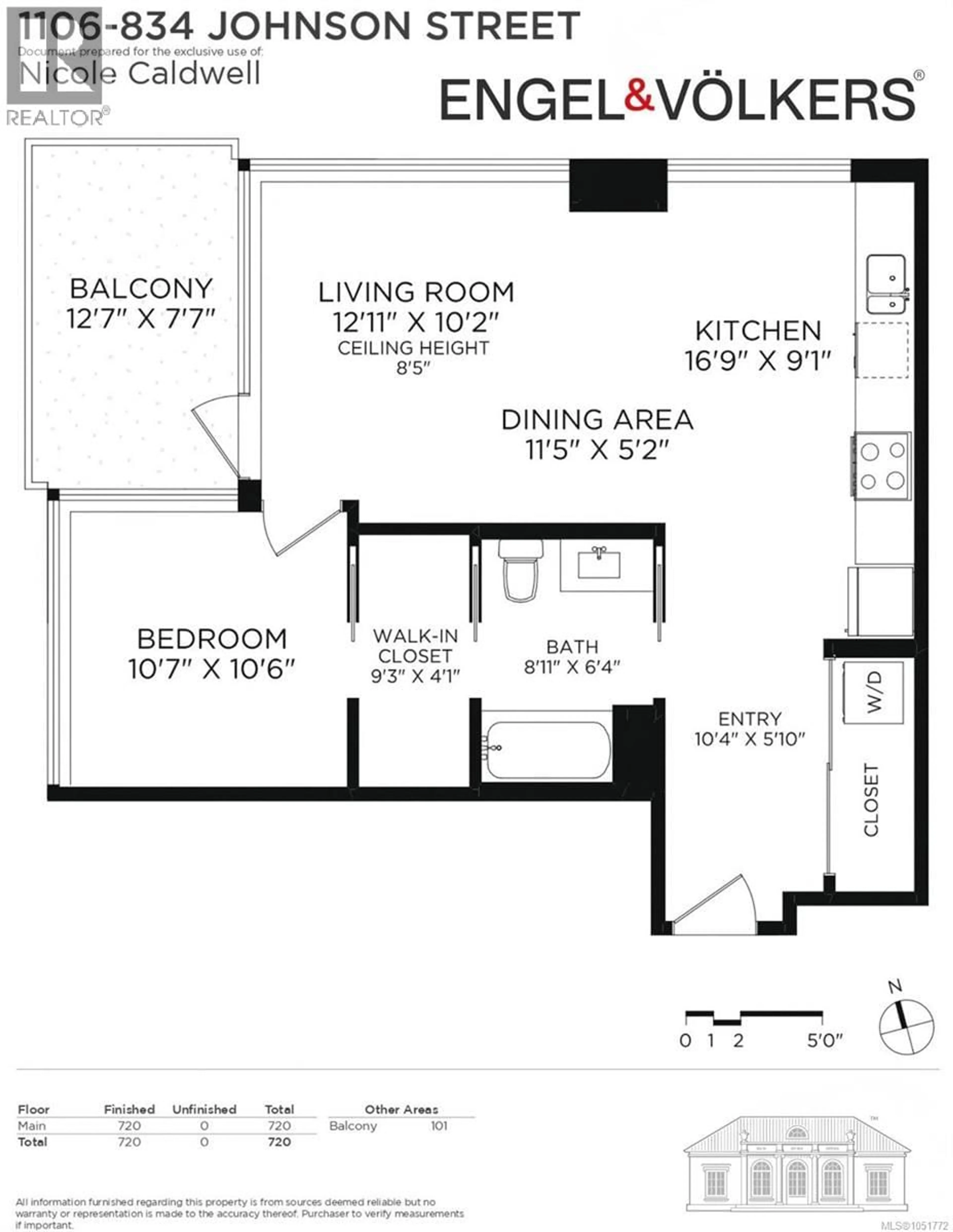 Floor plan for 1106 - 834 JOHNSON STREET, Victoria British Columbia V8W1N3