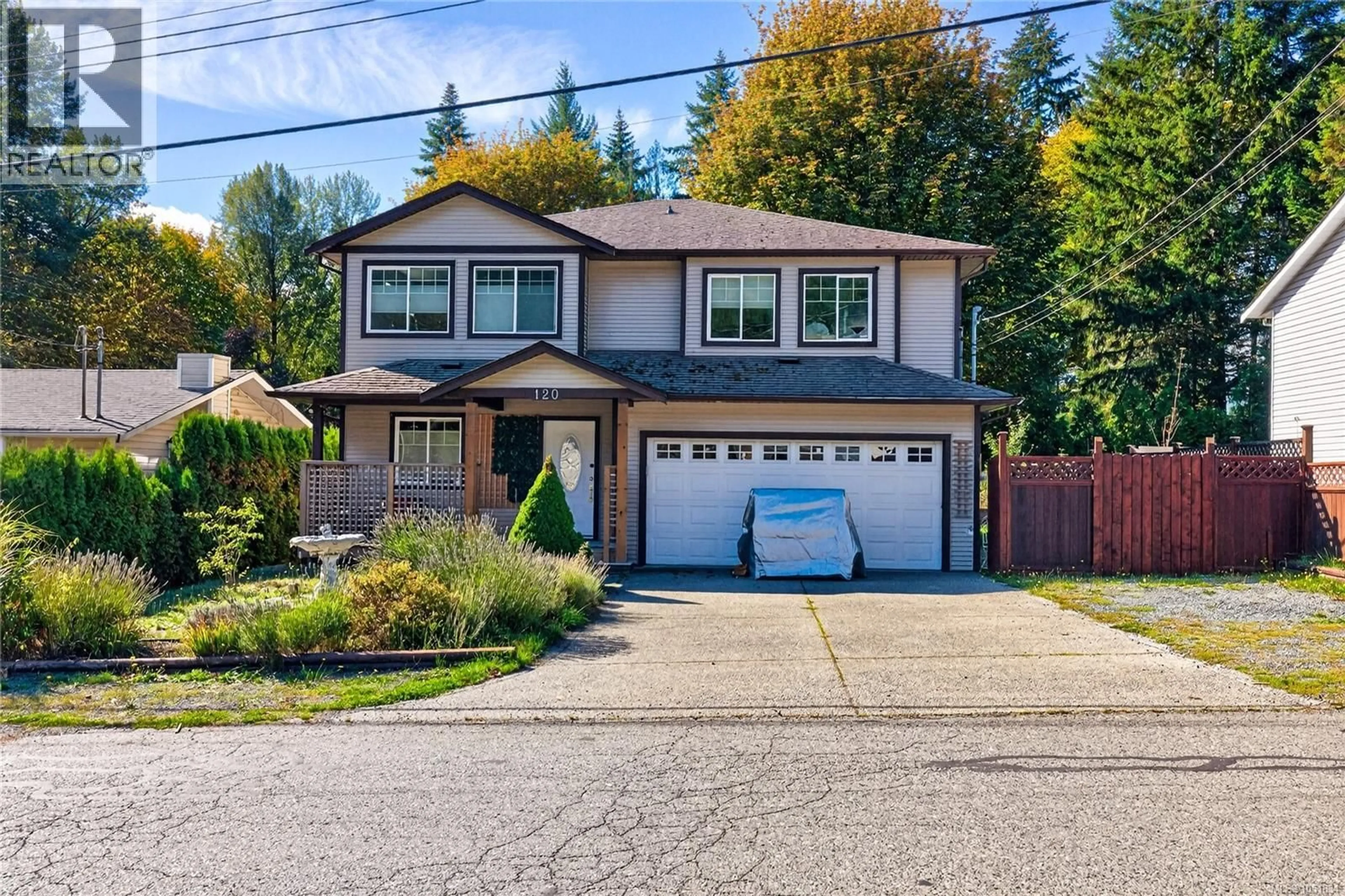 Home with vinyl exterior material, street for 120 LAKE PARK ROAD, Lake Cowichan British Columbia V0R2G0
