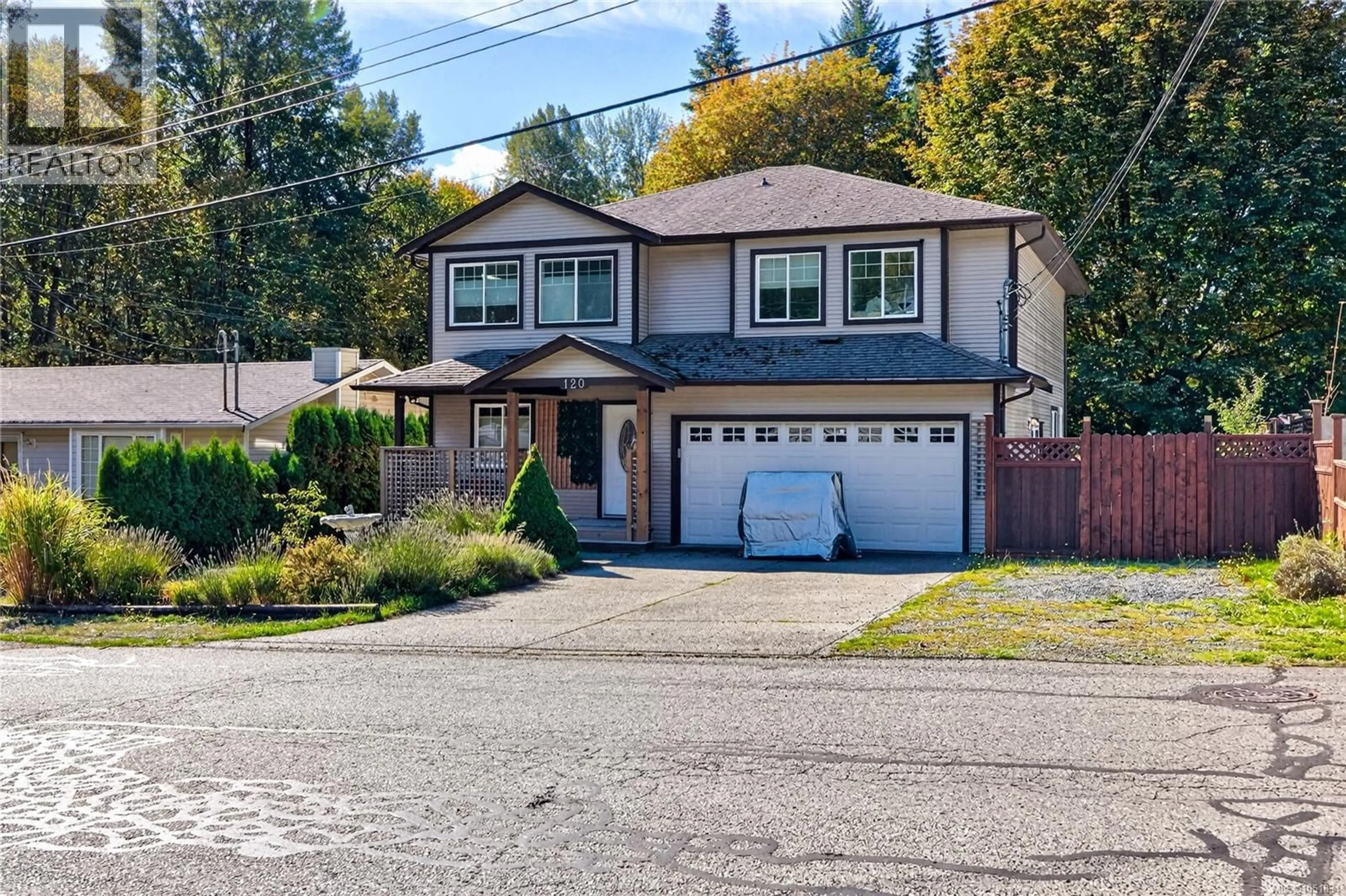 Home with vinyl exterior material, street for 120 LAKE PARK ROAD, Lake Cowichan British Columbia V0R2G0