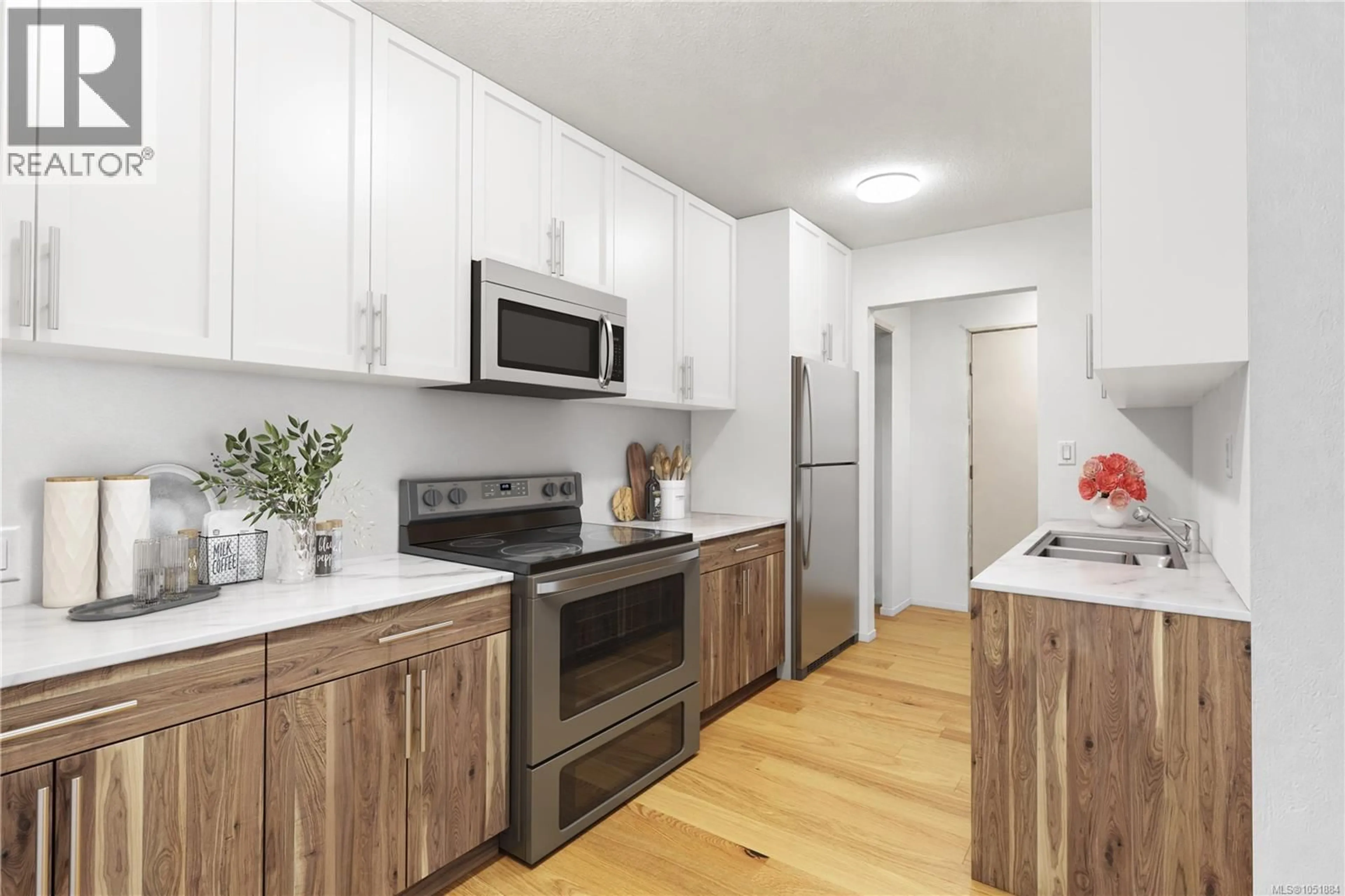 Standard kitchen, wood/laminate floor for 206 - 3800 QUADRA STREET, Saanich British Columbia V8X1H8