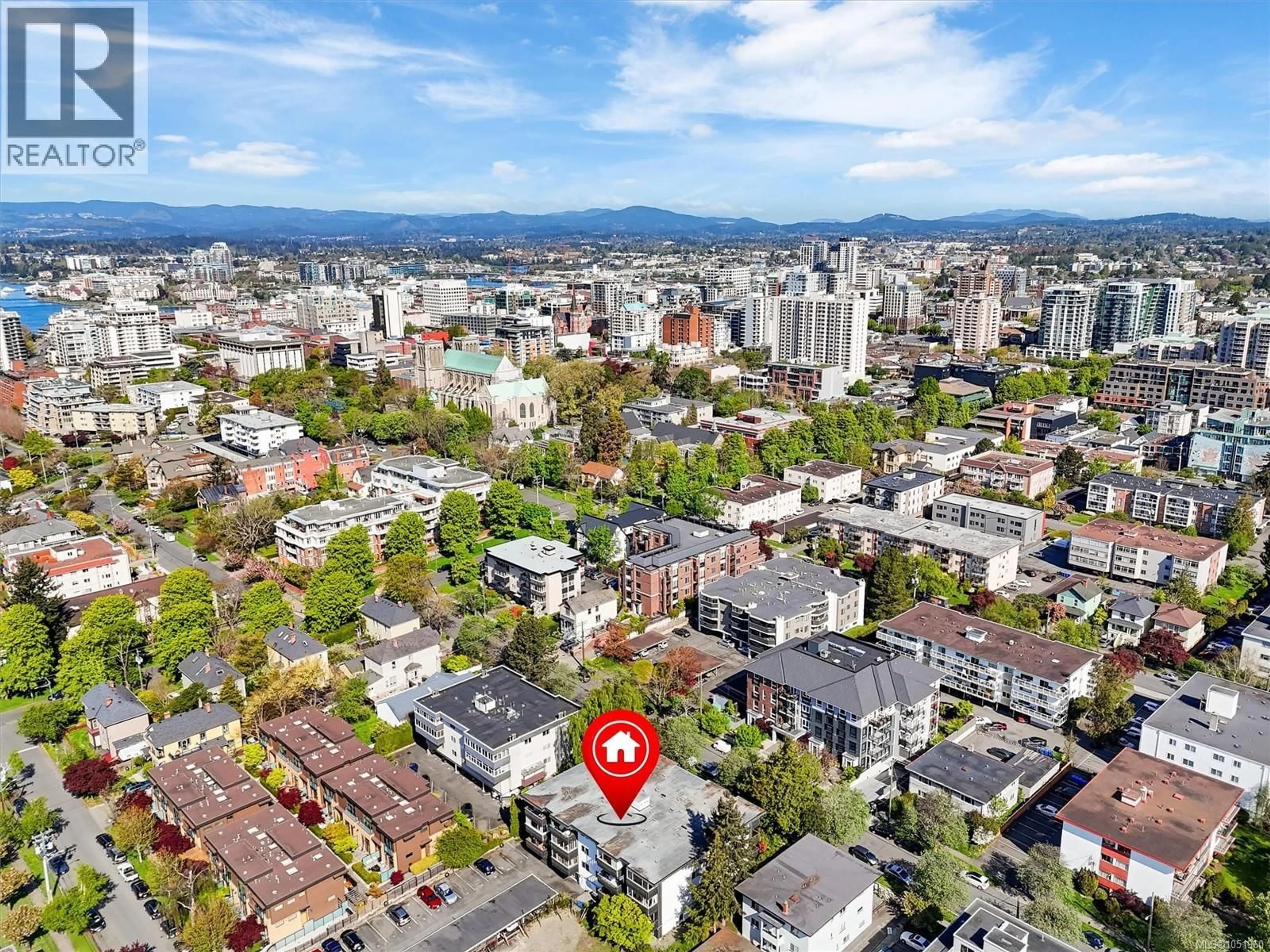 A pic from outside/outdoor area/front of a property/back of a property/a pic from drone, city buildings view from balcony for 204 - 1035 MCCLURE STREET, Victoria British Columbia V8V3G1