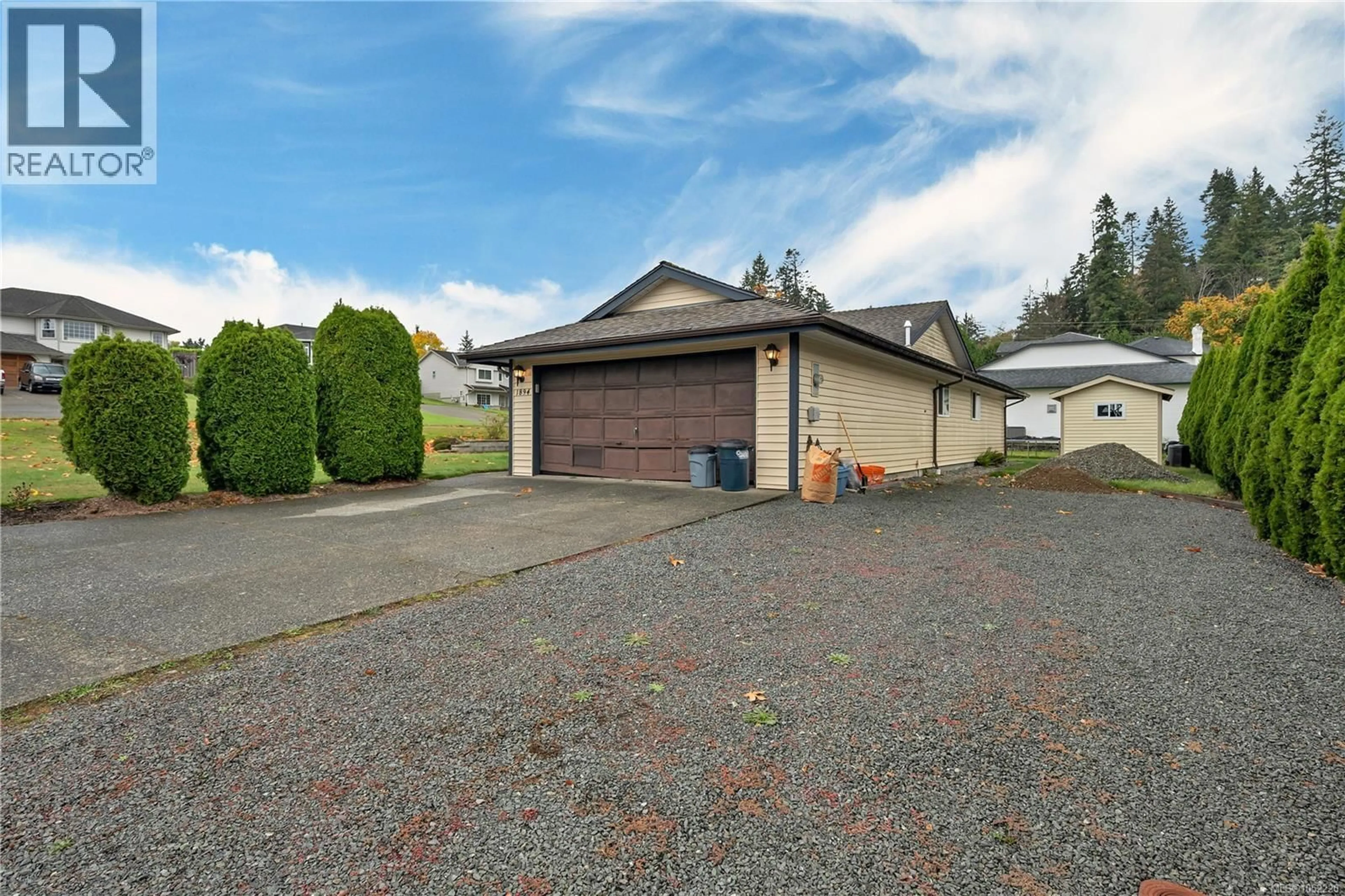 A pic from outside/outdoor area/front of a property/back of a property/a pic from drone, street for 1894 WHISTLER WAY, Campbell River British Columbia V9W7K5
