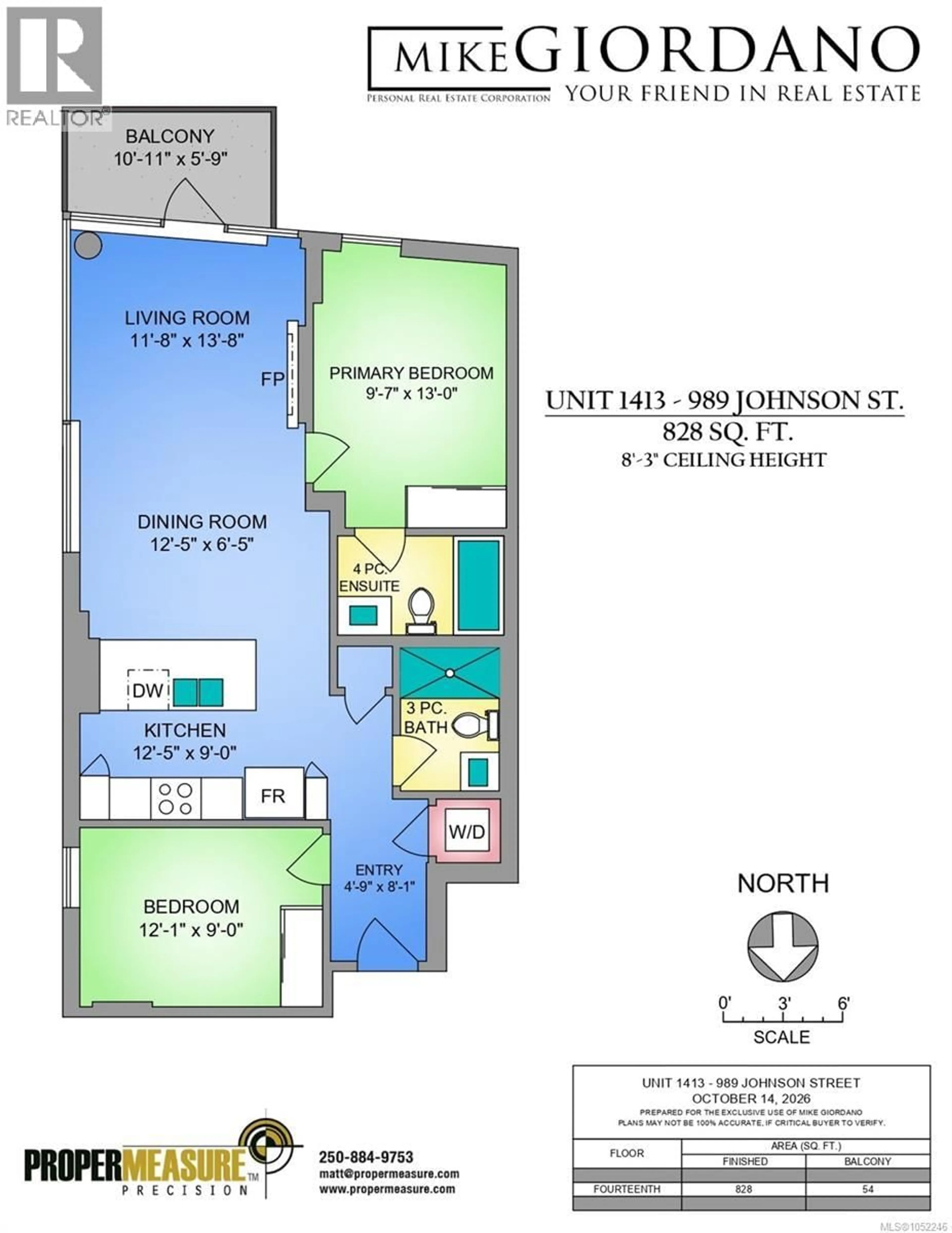 Floor plan for 1413 - 989 JOHNSON STREET, Victoria British Columbia V8V0E3