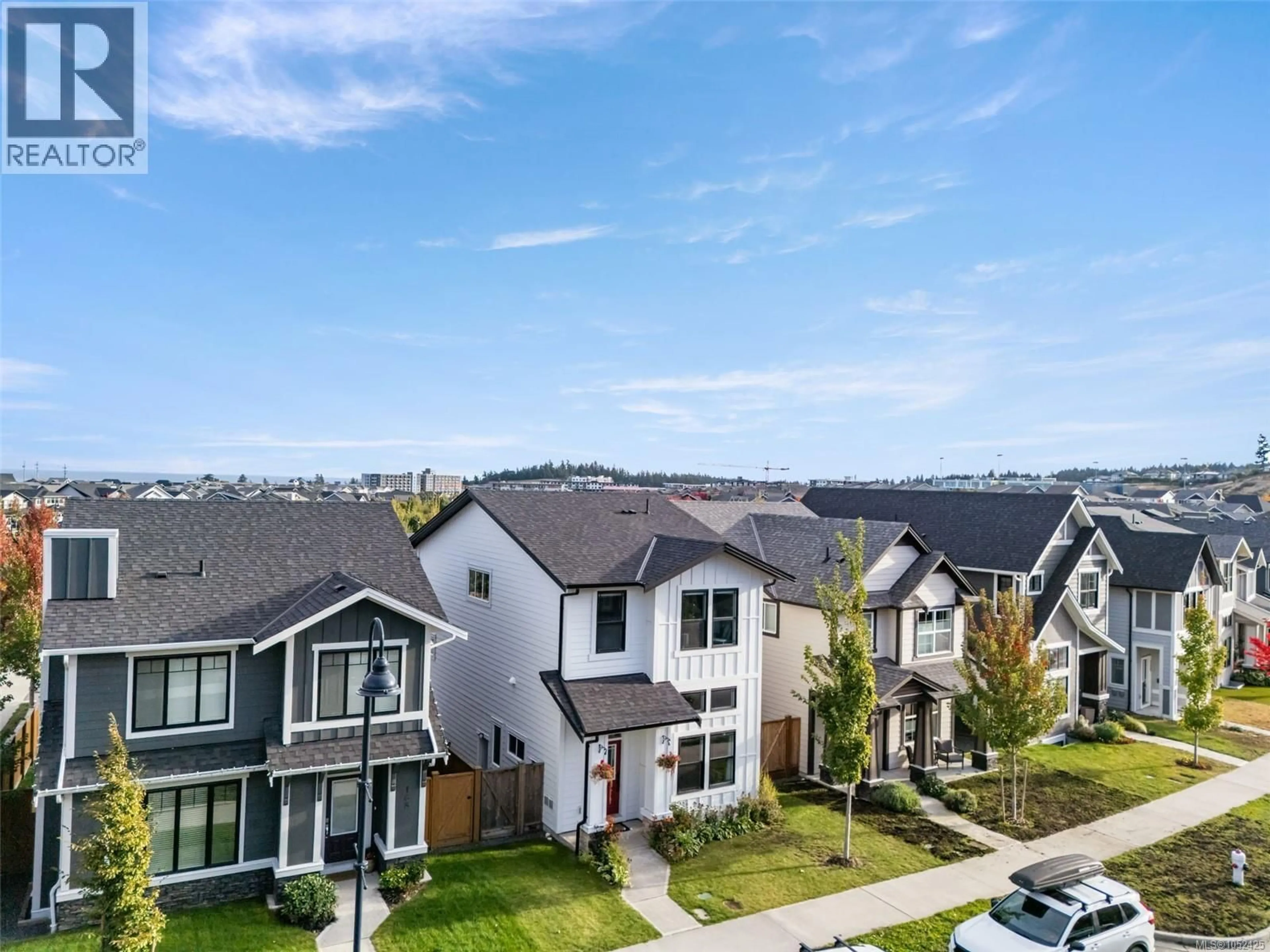 A pic from outside/outdoor area/front of a property/back of a property/a pic from drone, mountain view for 164 CASPIAN DRIVE, Colwood British Columbia V9C0R6