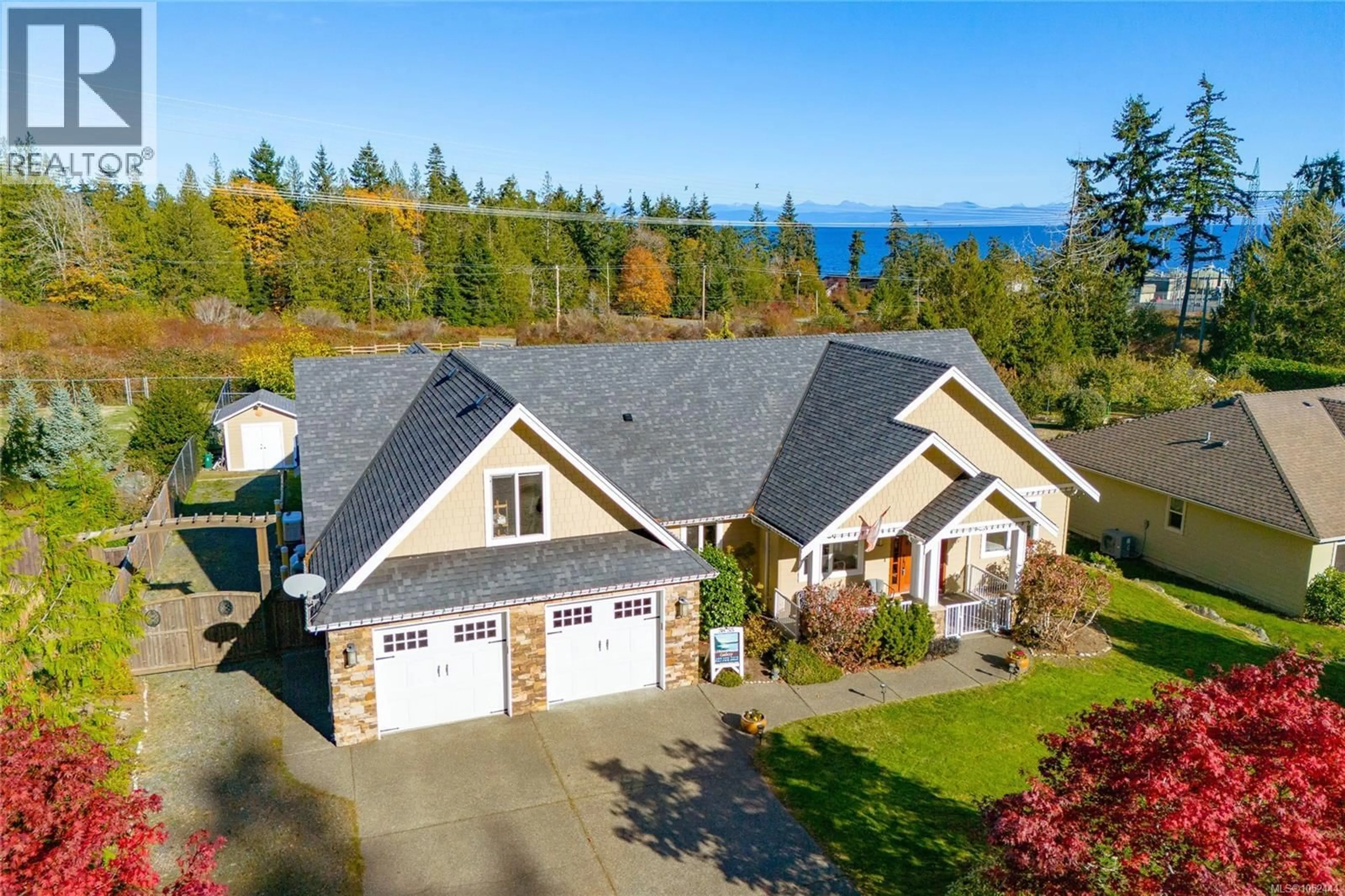 A pic from outside/outdoor area/front of a property/back of a property/a pic from drone, water/lake/river/ocean view for 3855 CREEKSIDE DRIVE, Bowser British Columbia V0R1G0