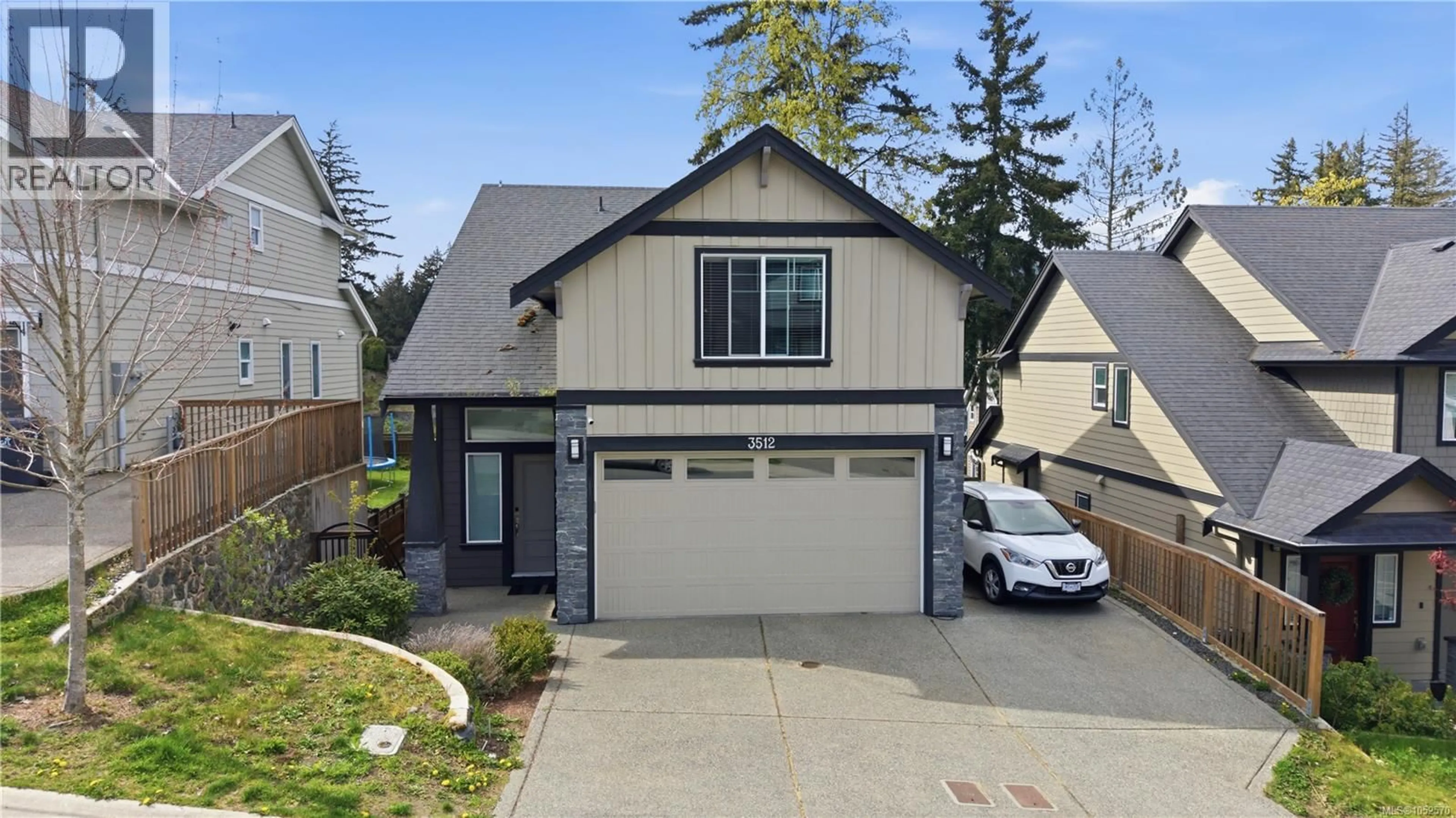 Home with vinyl exterior material, street for 3512 HONEYCRISP AVENUE, Langford British Columbia V9C0K4