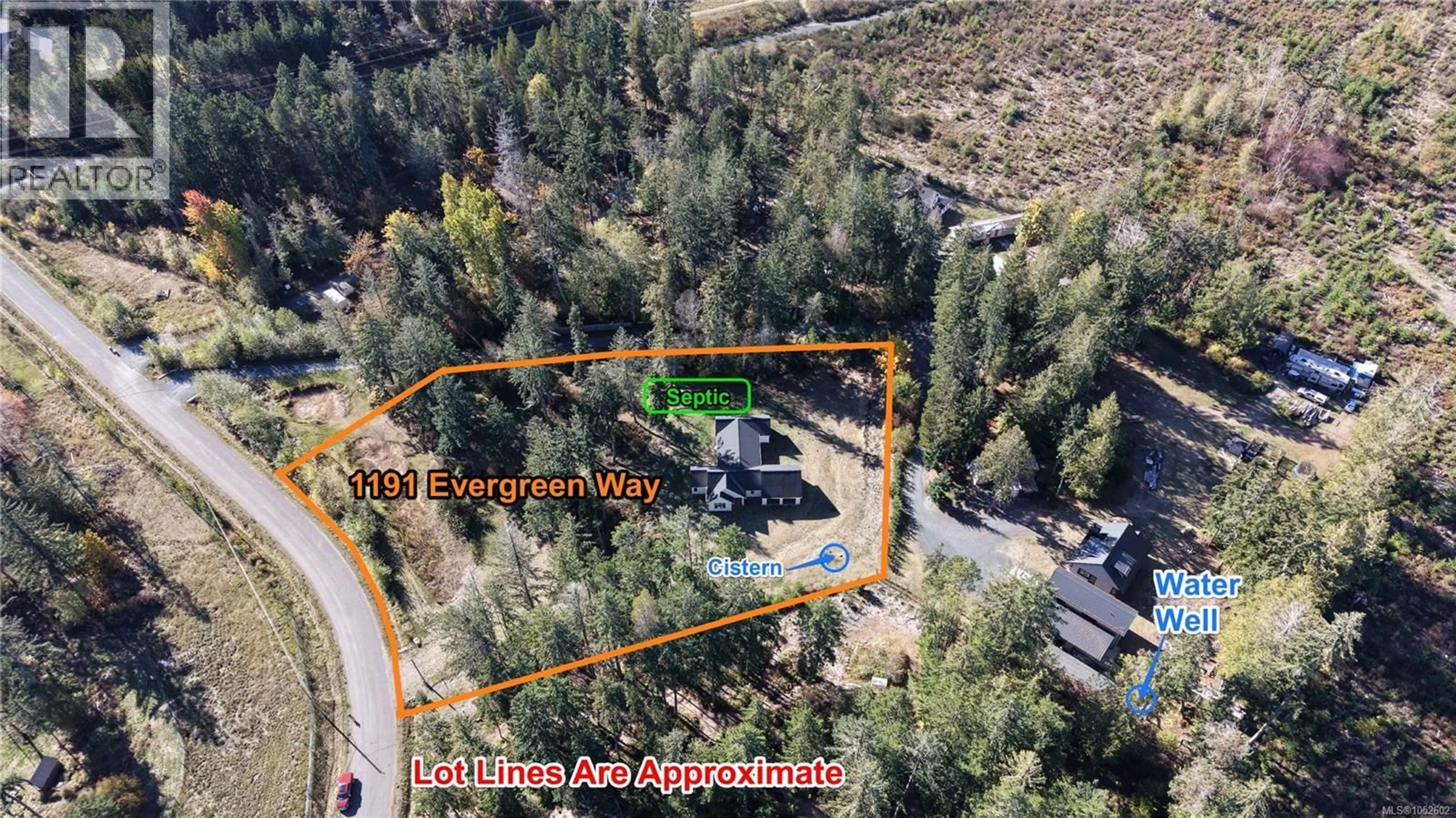 A pic from outside/outdoor area/front of a property/back of a property/a pic from drone, forest/trees view for 1191 EVERGREEN WAY, Parksville British Columbia V9P2B1