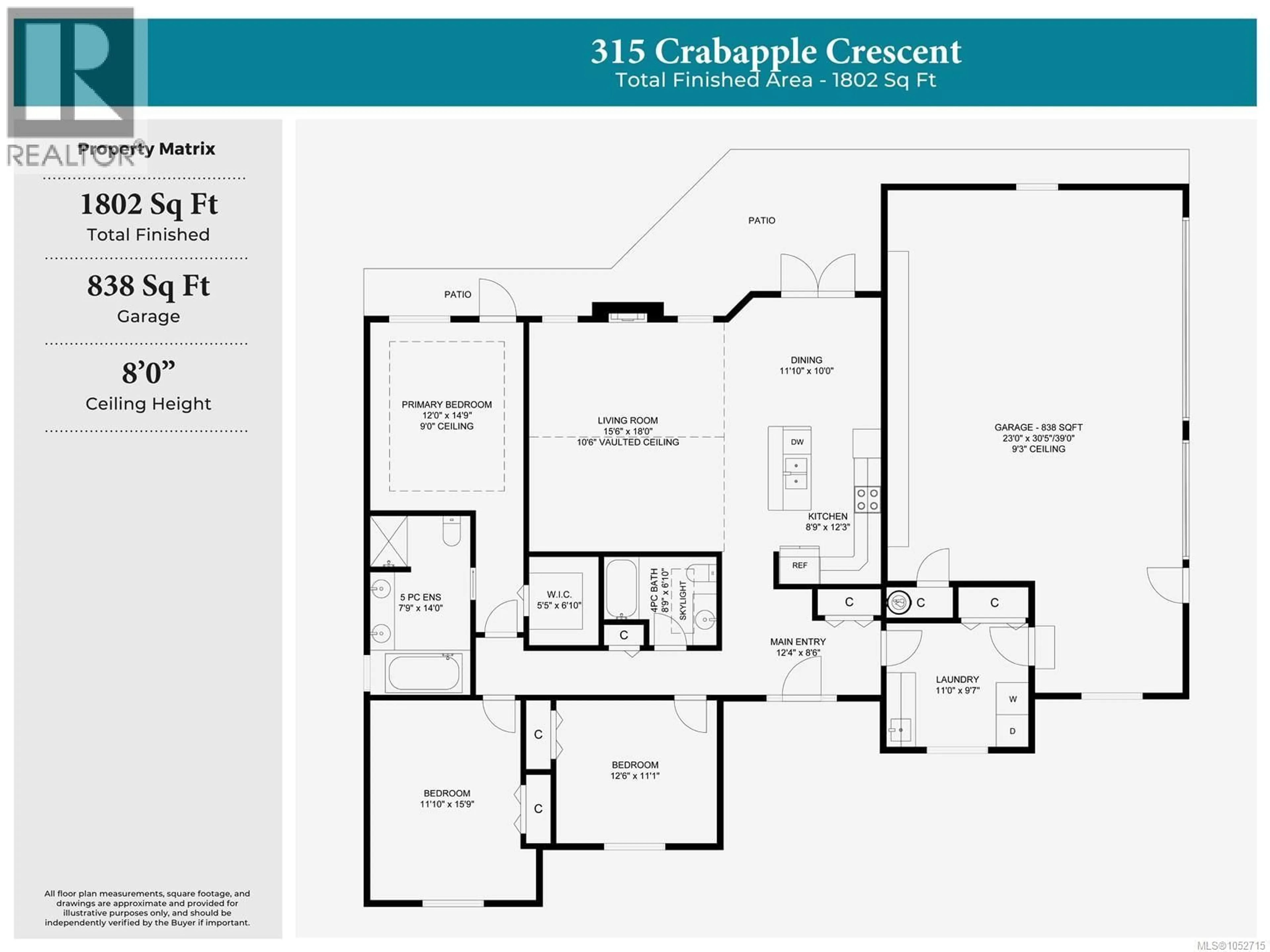 Floor plan for 315 CRABAPPLE CRESCENT, Parksville British Columbia V9P2J1