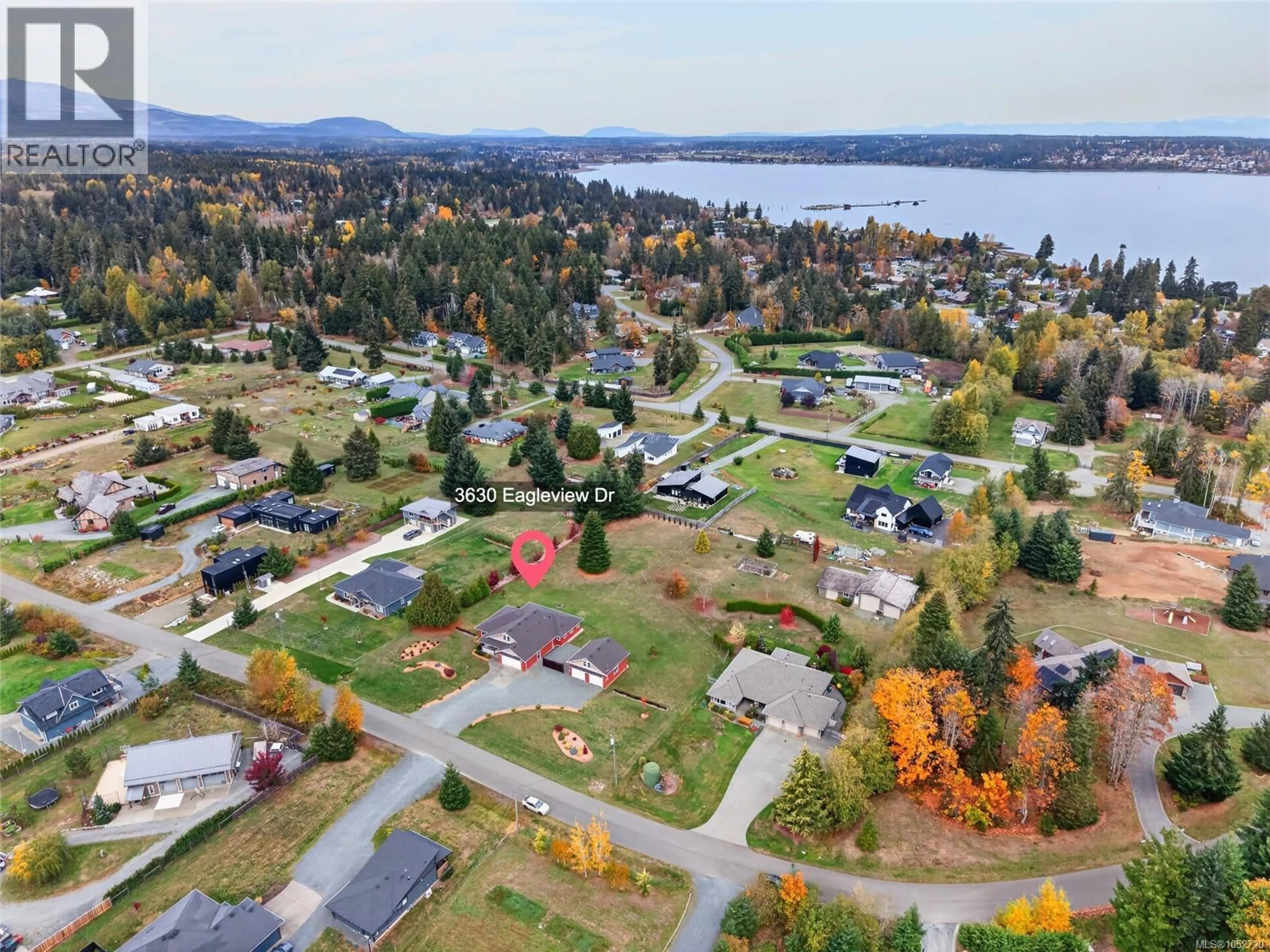 A pic from outside/outdoor area/front of a property/back of a property/a pic from drone, water/lake/river/ocean view for 3630 EAGLEVIEW DRIVE, Courtenay British Columbia V9N4A7