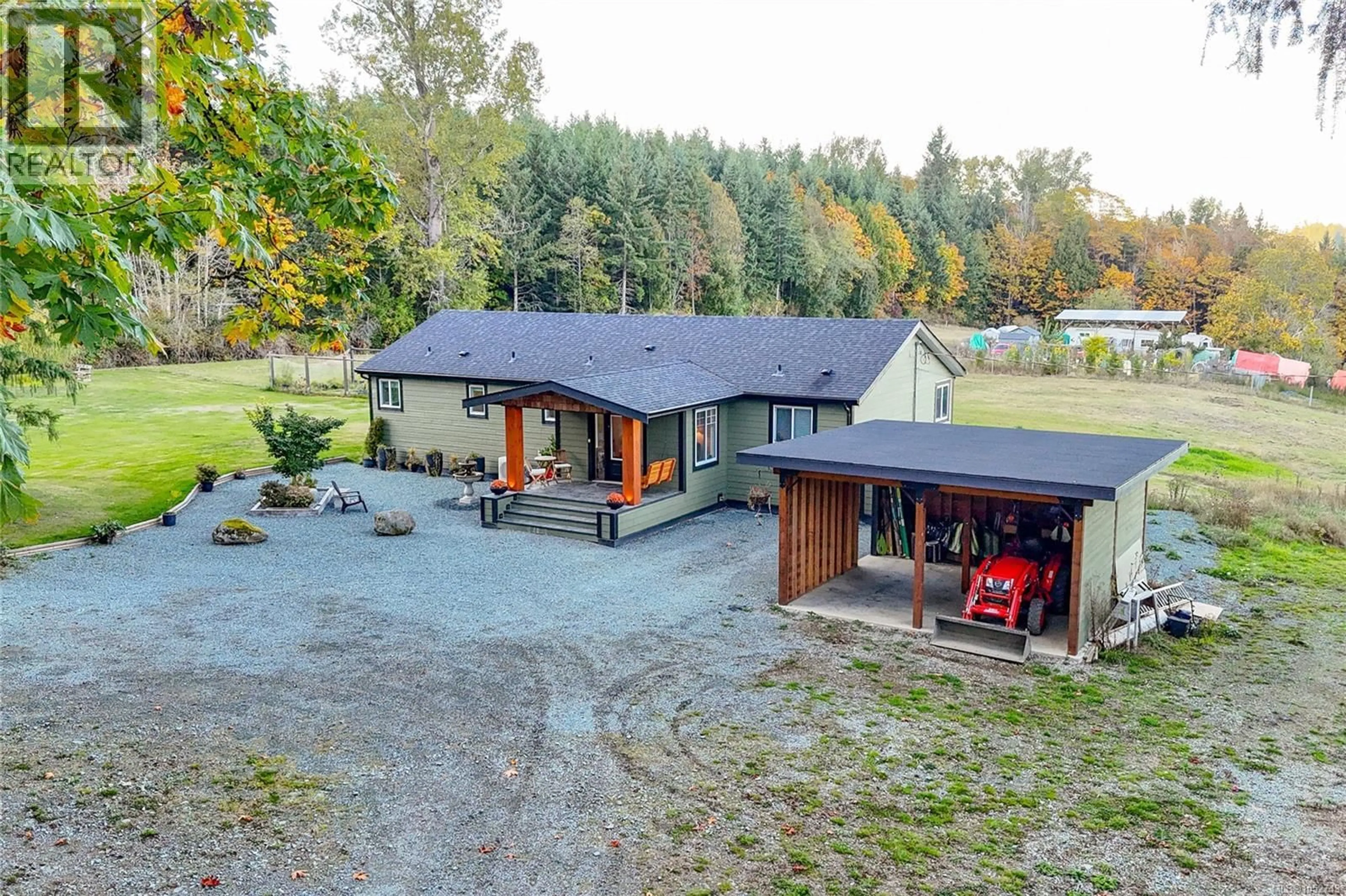 A pic from outside/outdoor area/front of a property/back of a property/a pic from drone, water/lake/river/ocean view for 8258 TRANS CANADA HIGHWAY, Westholme British Columbia V0R1K0