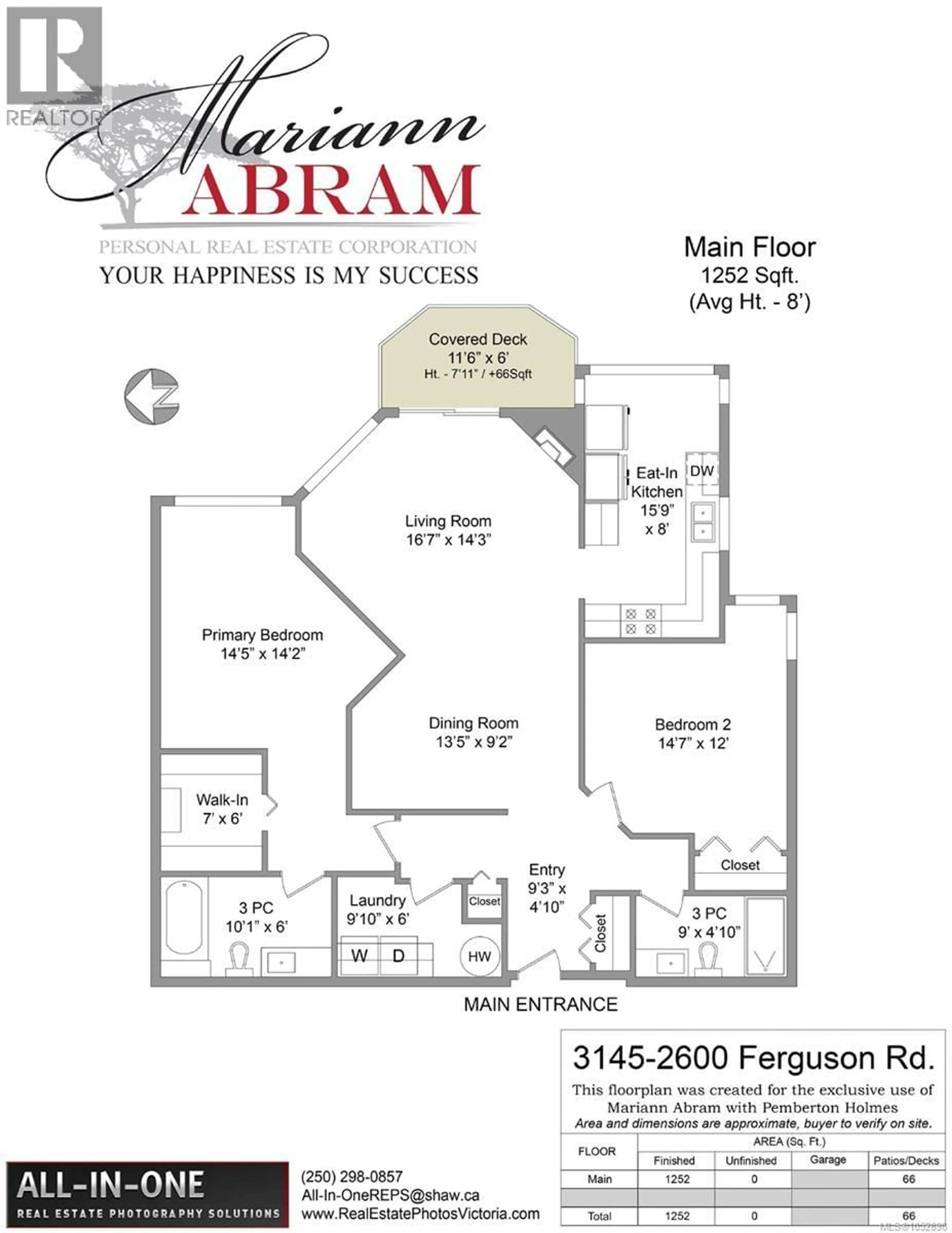 Floor plan for 3145 - 2600 FERGUSON ROAD, Central Saanich British Columbia V8M2C1