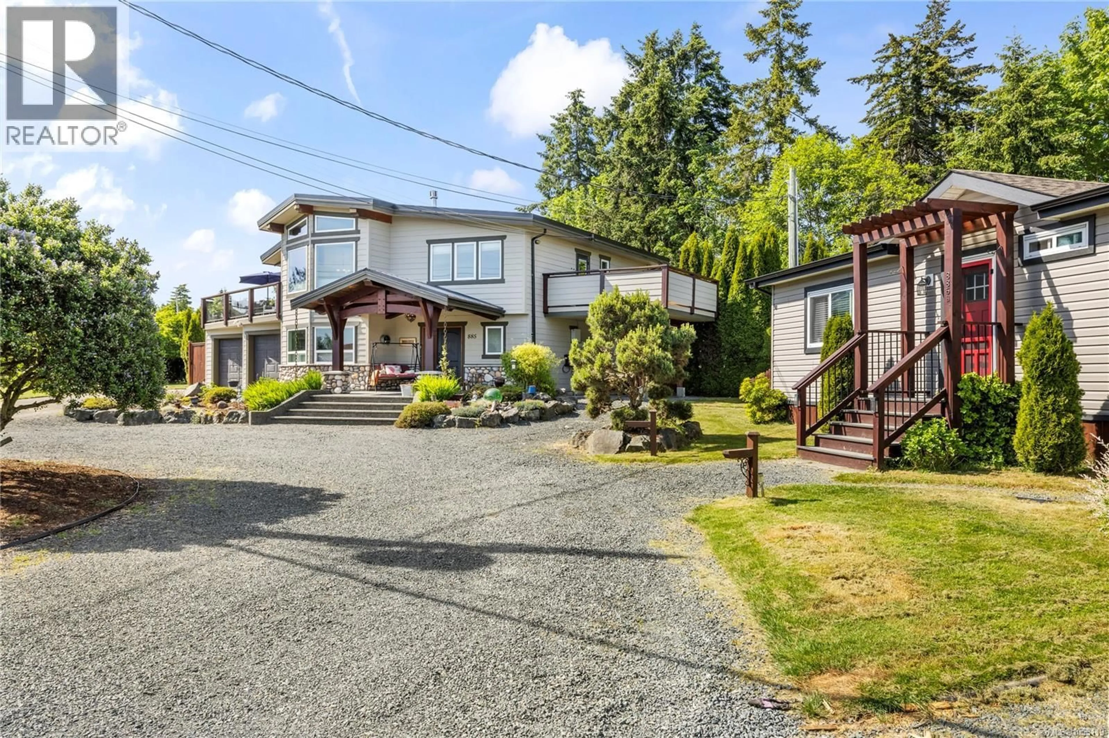 A pic from outside/outdoor area/front of a property/back of a property/a pic from drone, street for 885 GLENHALE CRESCENT, French Creek British Columbia V9P1Z7