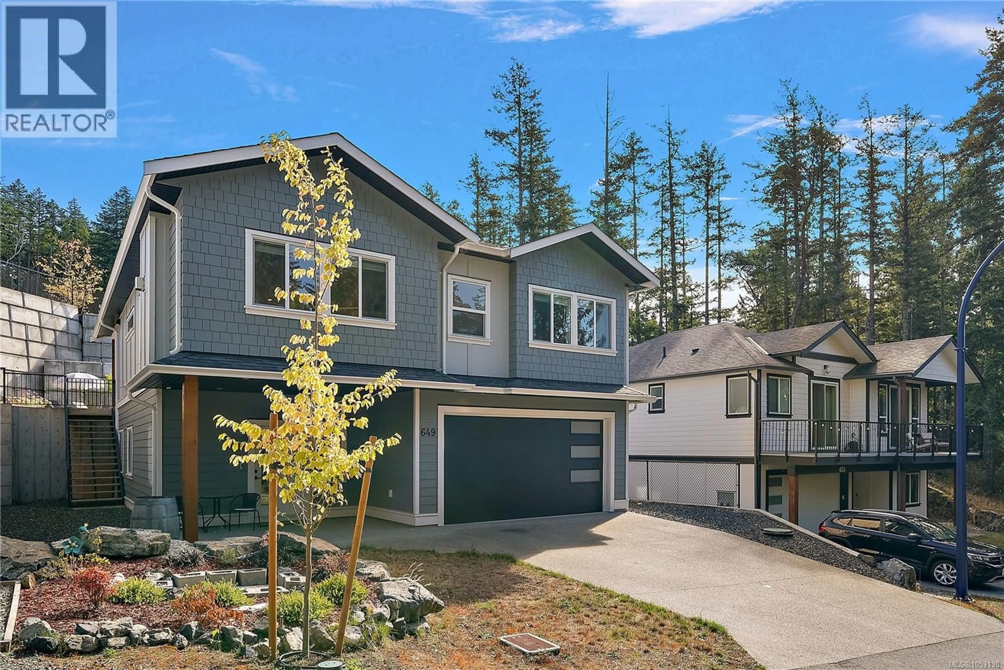 Home with vinyl exterior material, street for 649 FREDERIC ROAD, Langford British Columbia V9C3X3