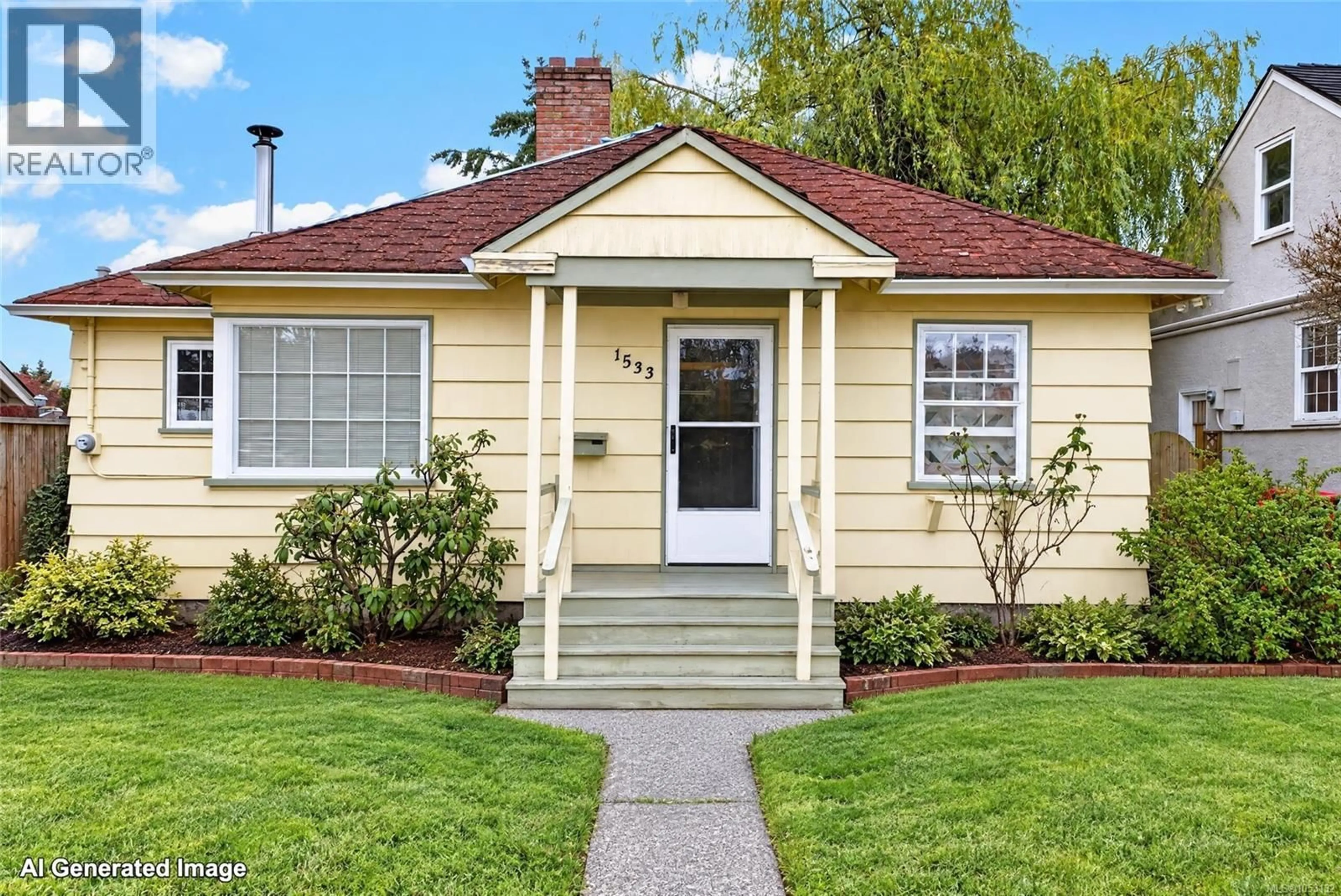 Home with vinyl exterior material, street for 1533 OAKLAND AVENUE, Victoria British Columbia V8T2L1