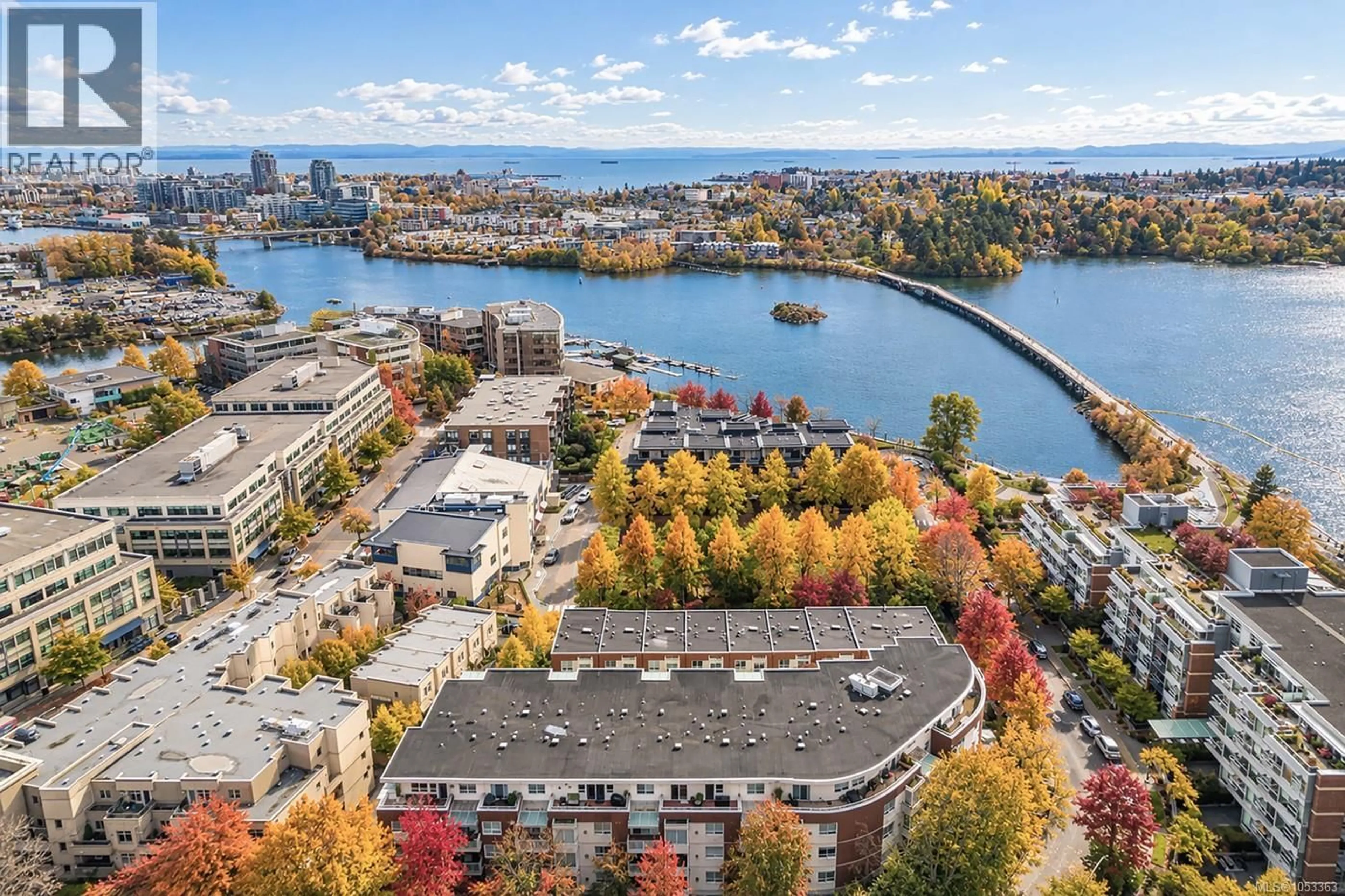 A pic from outside/outdoor area/front of a property/back of a property/a pic from drone, water/lake/river/ocean view for 403 - 380 WATERFRONT CRESCENT, Victoria British Columbia V8T5K3