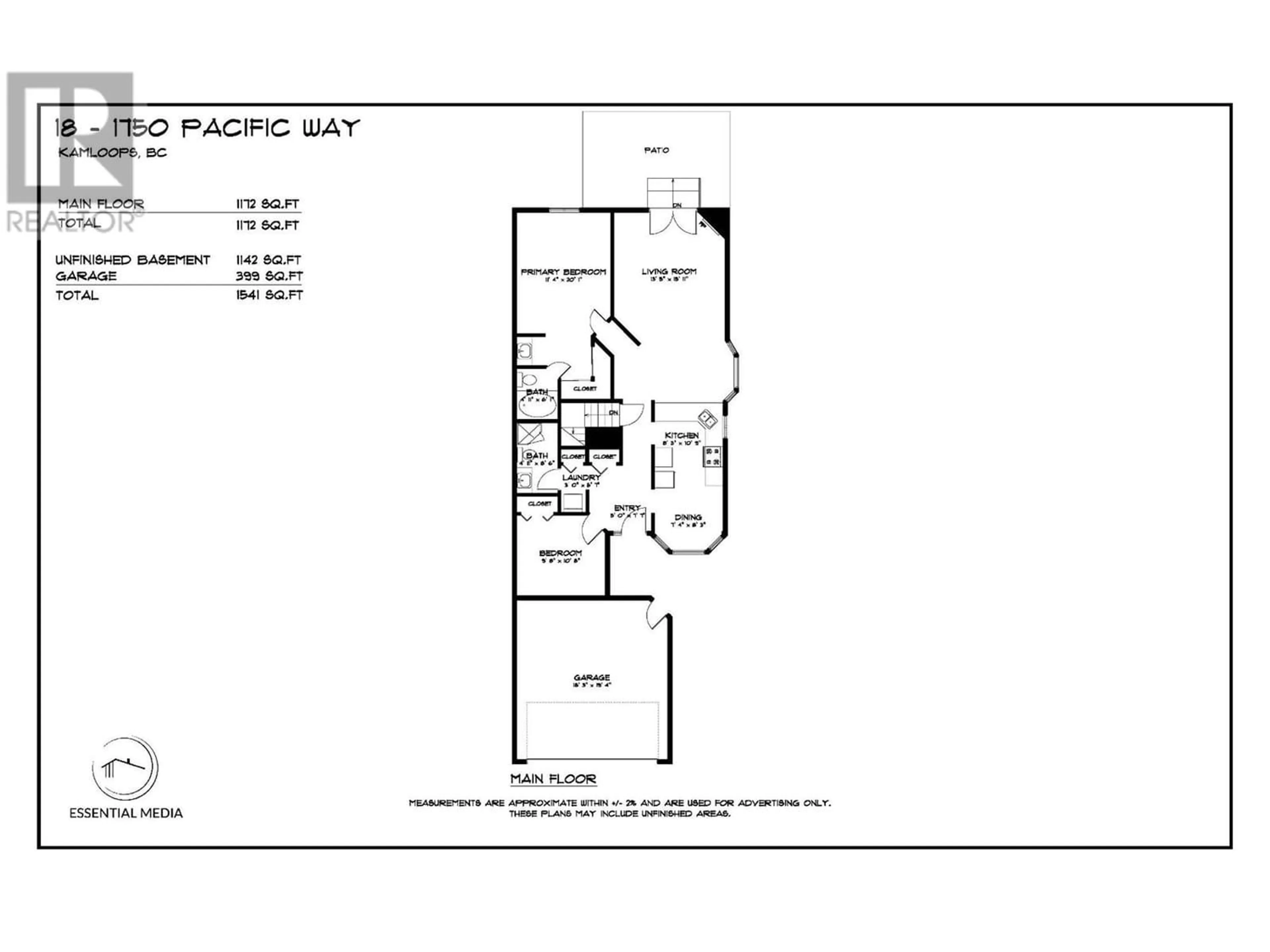 Floor plan for 18-1750 PACIFIC WAY, Kamloops British Columbia V2E2K8