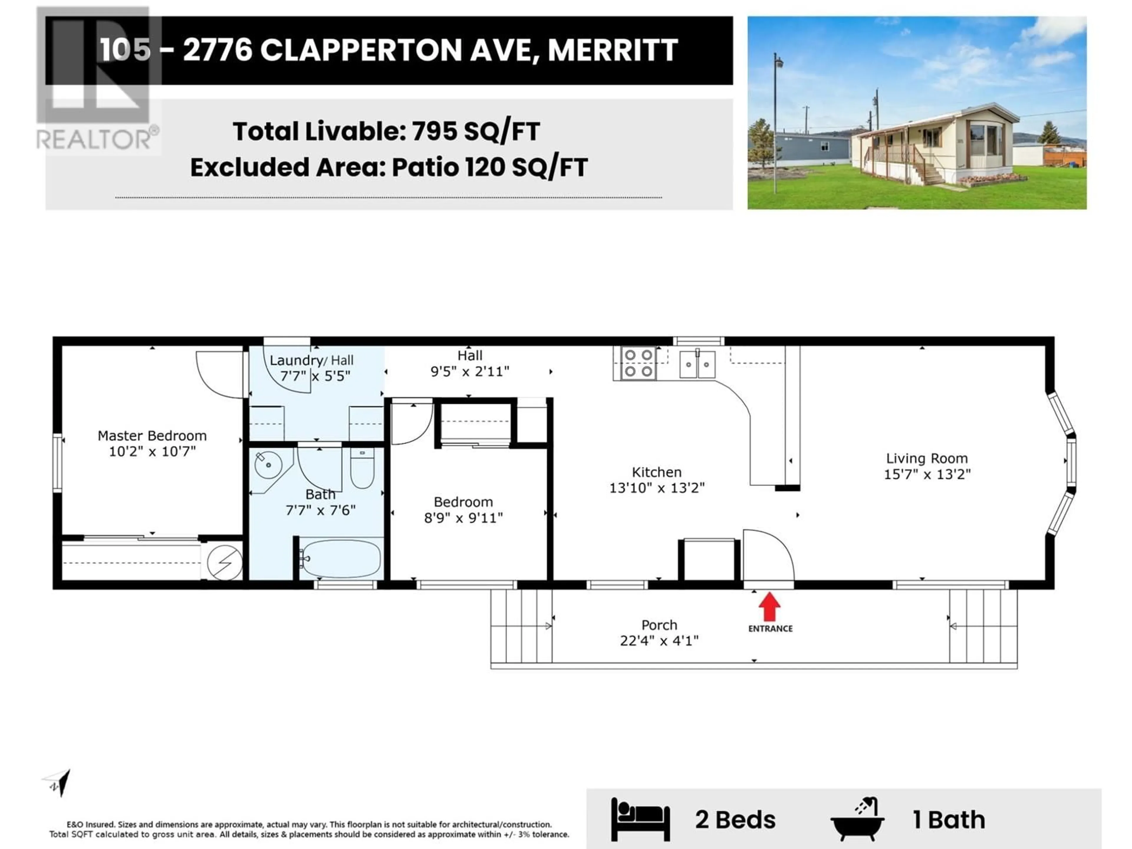 Floor plan for 105 - 2776 CLAPPERTON AVENUE, Merritt British Columbia V1K1B8