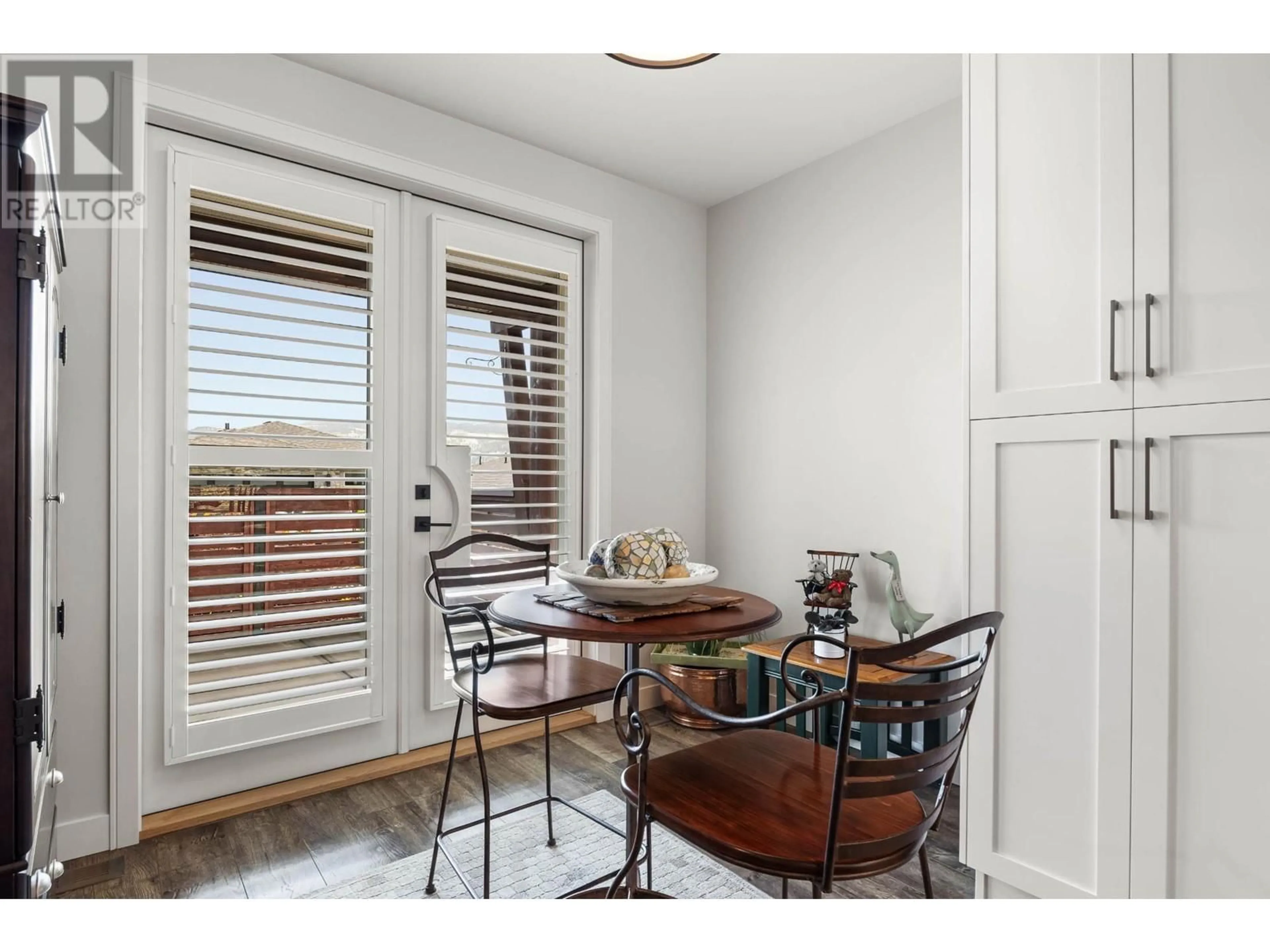 Dining room, wood floors, cottage for 4019 RIO VISTA Way, Kamloops British Columbia V2H0E1