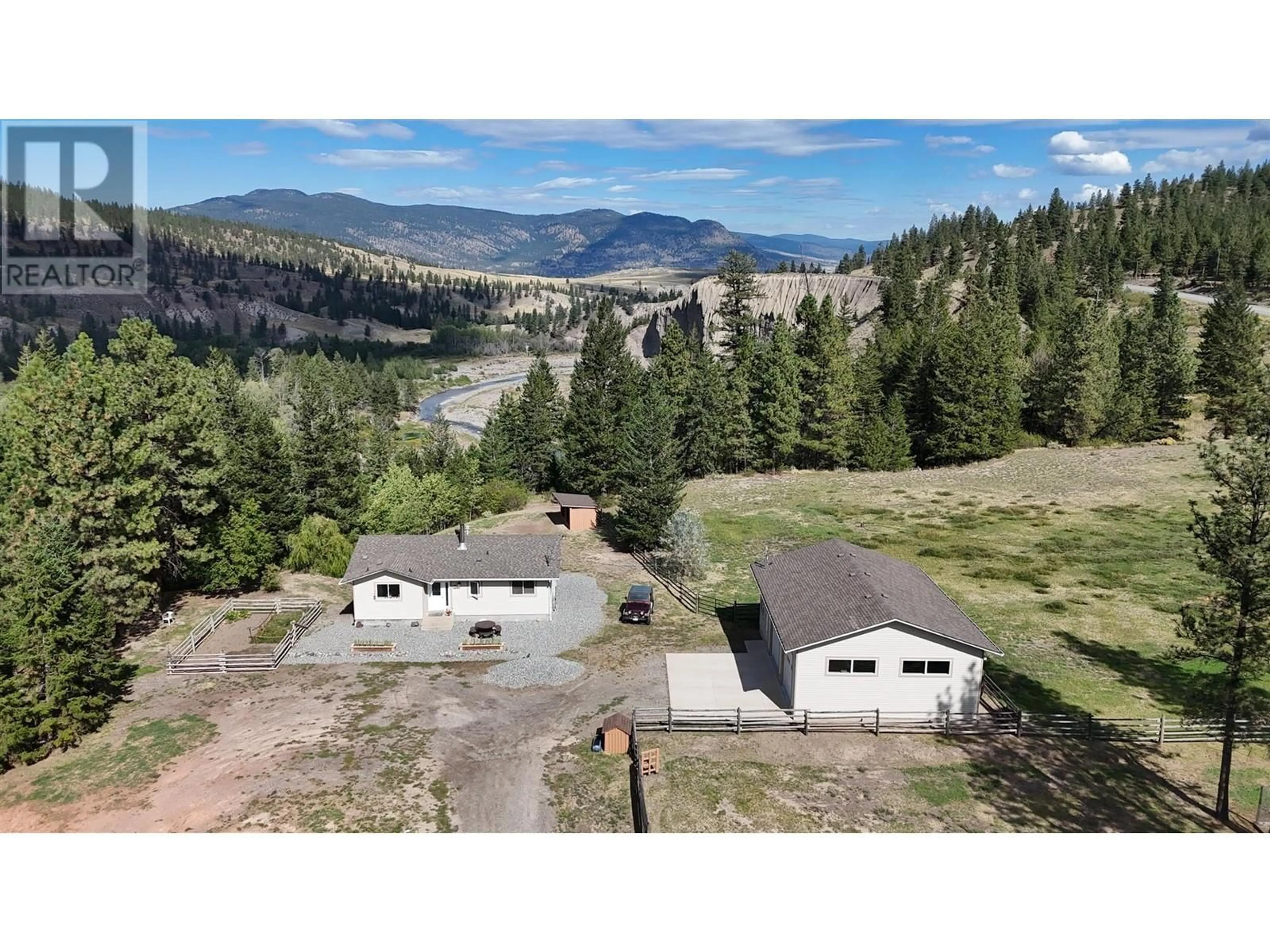 A pic from outside/outdoor area/front of a property/back of a property/a pic from drone, mountain view for 345 COLDWATER ROAD, Merritt British Columbia V1K1B8