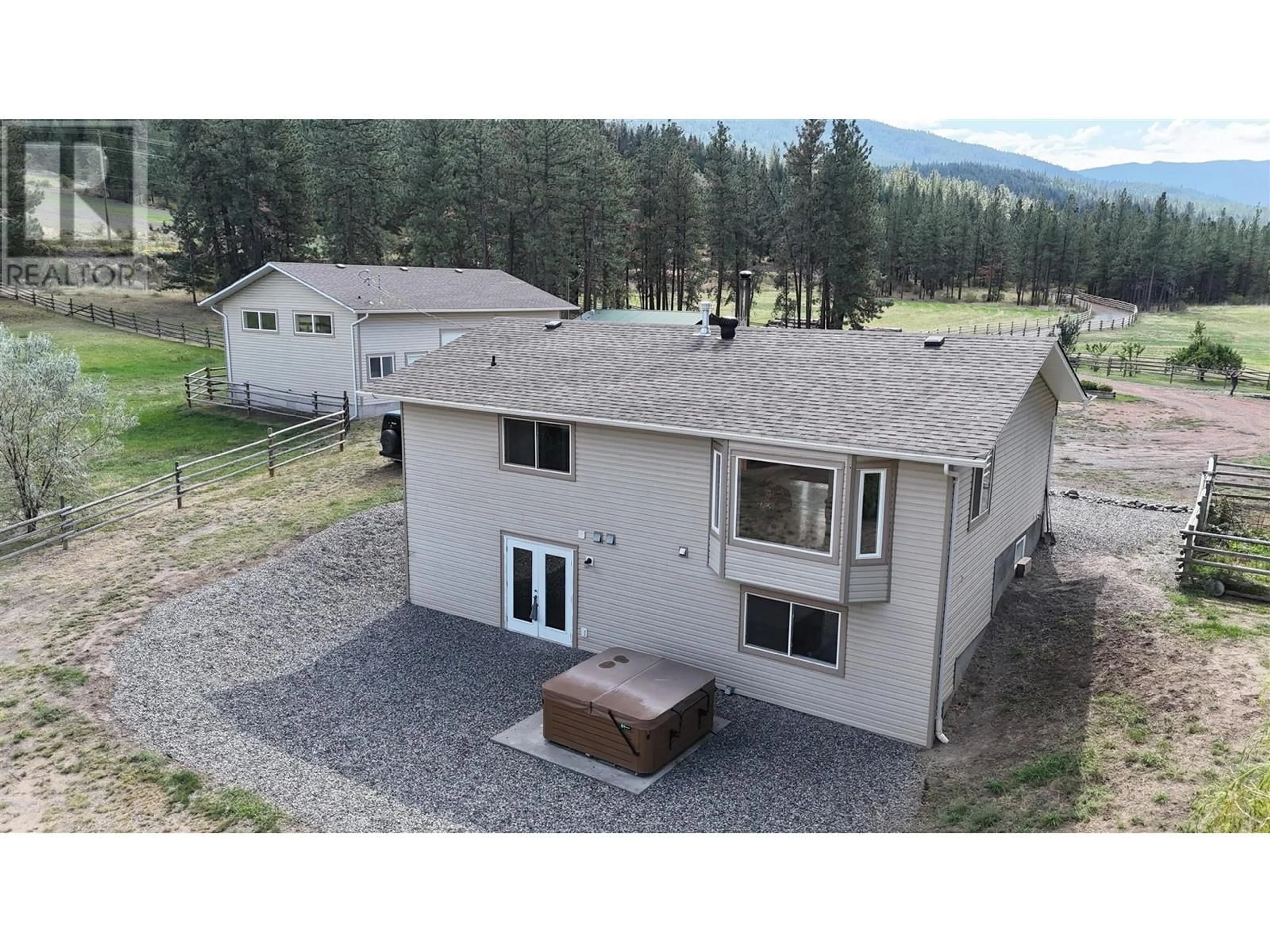 A pic from outside/outdoor area/front of a property/back of a property/a pic from drone, mountain view for 345 COLDWATER ROAD, Merritt British Columbia V1K1B8