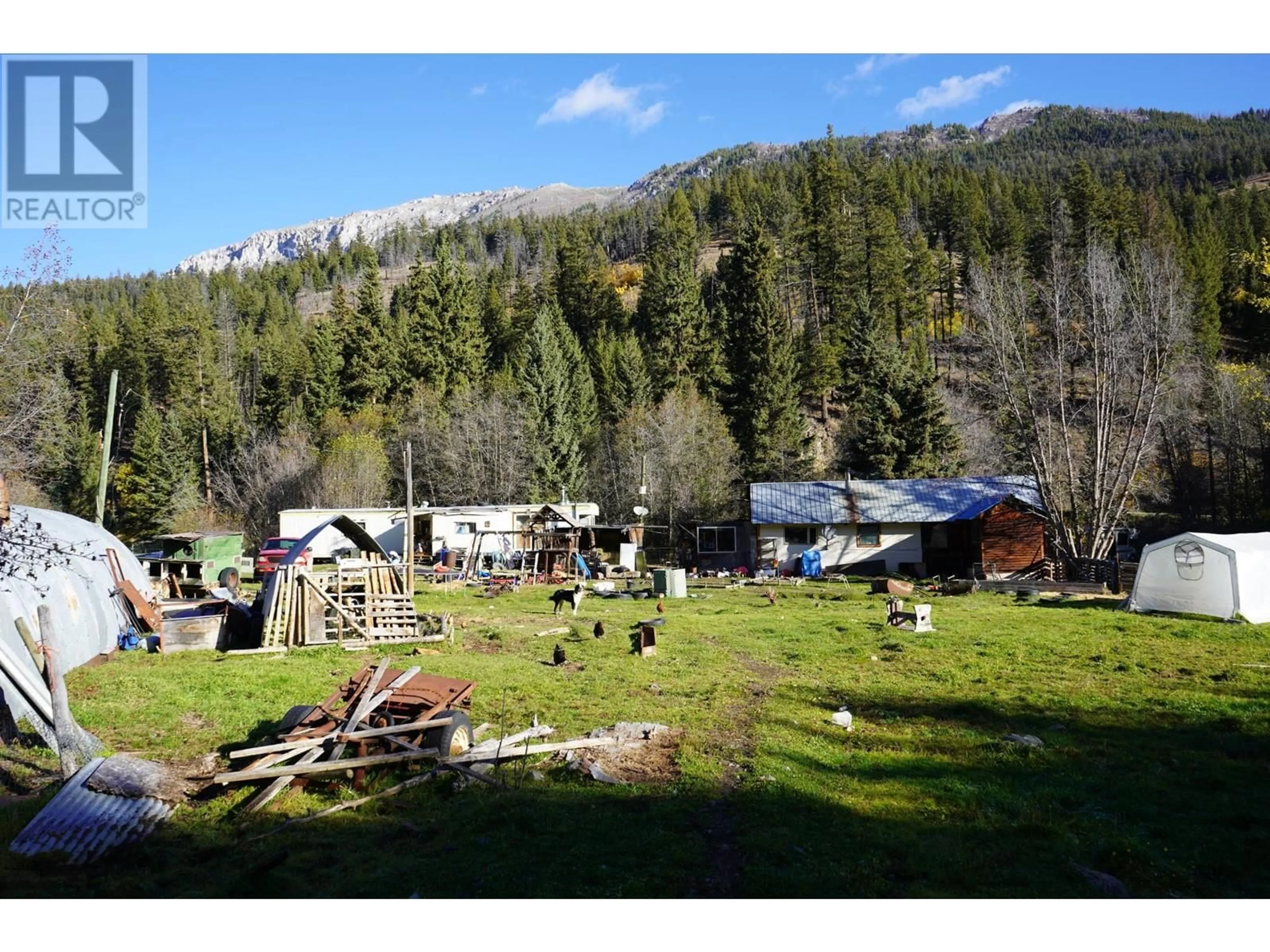 A pic from outside/outdoor area/front of a property/back of a property/a pic from drone, mountain view for 6881 JESMOND ROAD, Clinton British Columbia V0K1K0