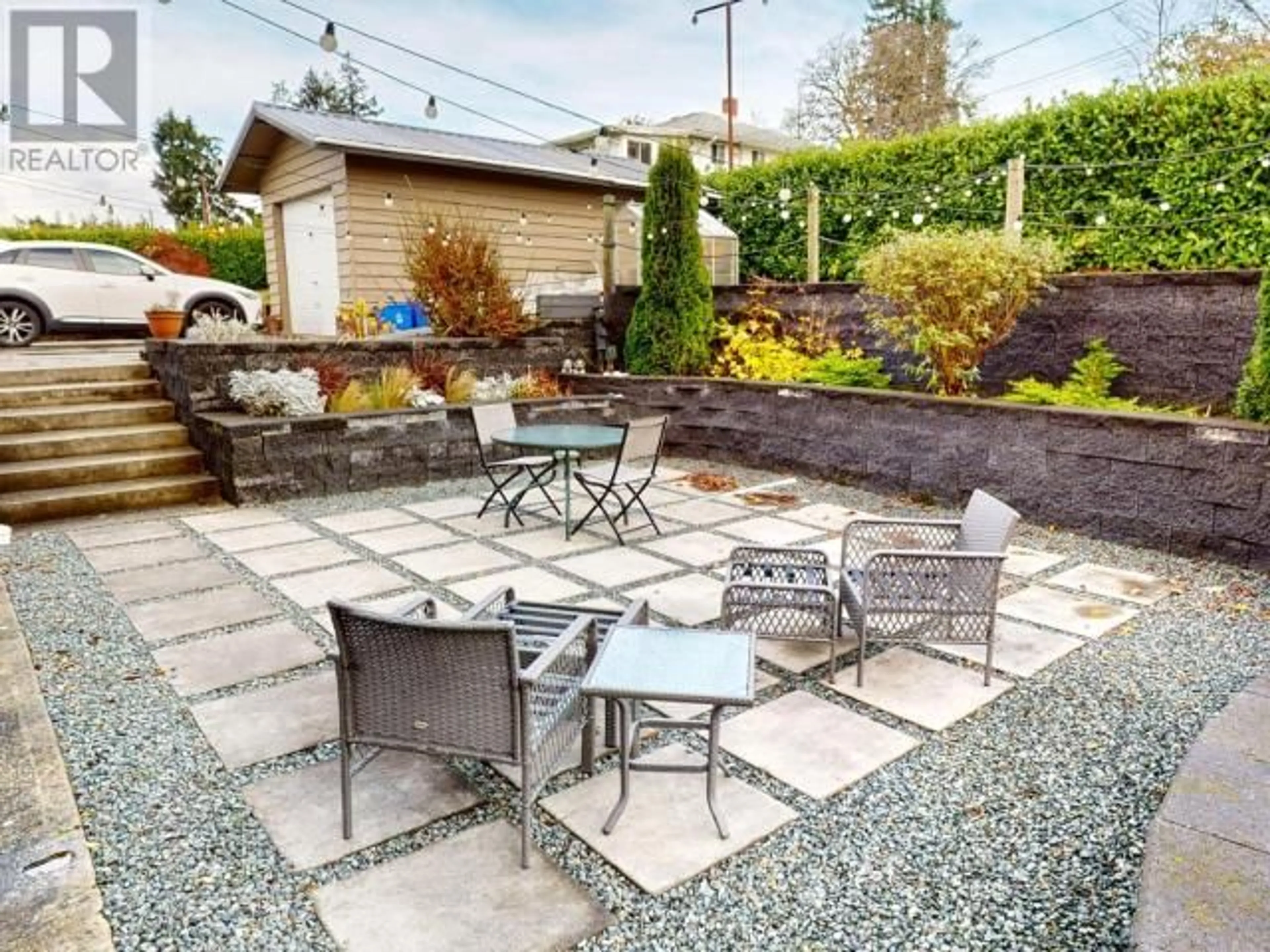 Patio, the fenced backyard for 4636 HARWOOD AVE, Powell River British Columbia V8A2R2