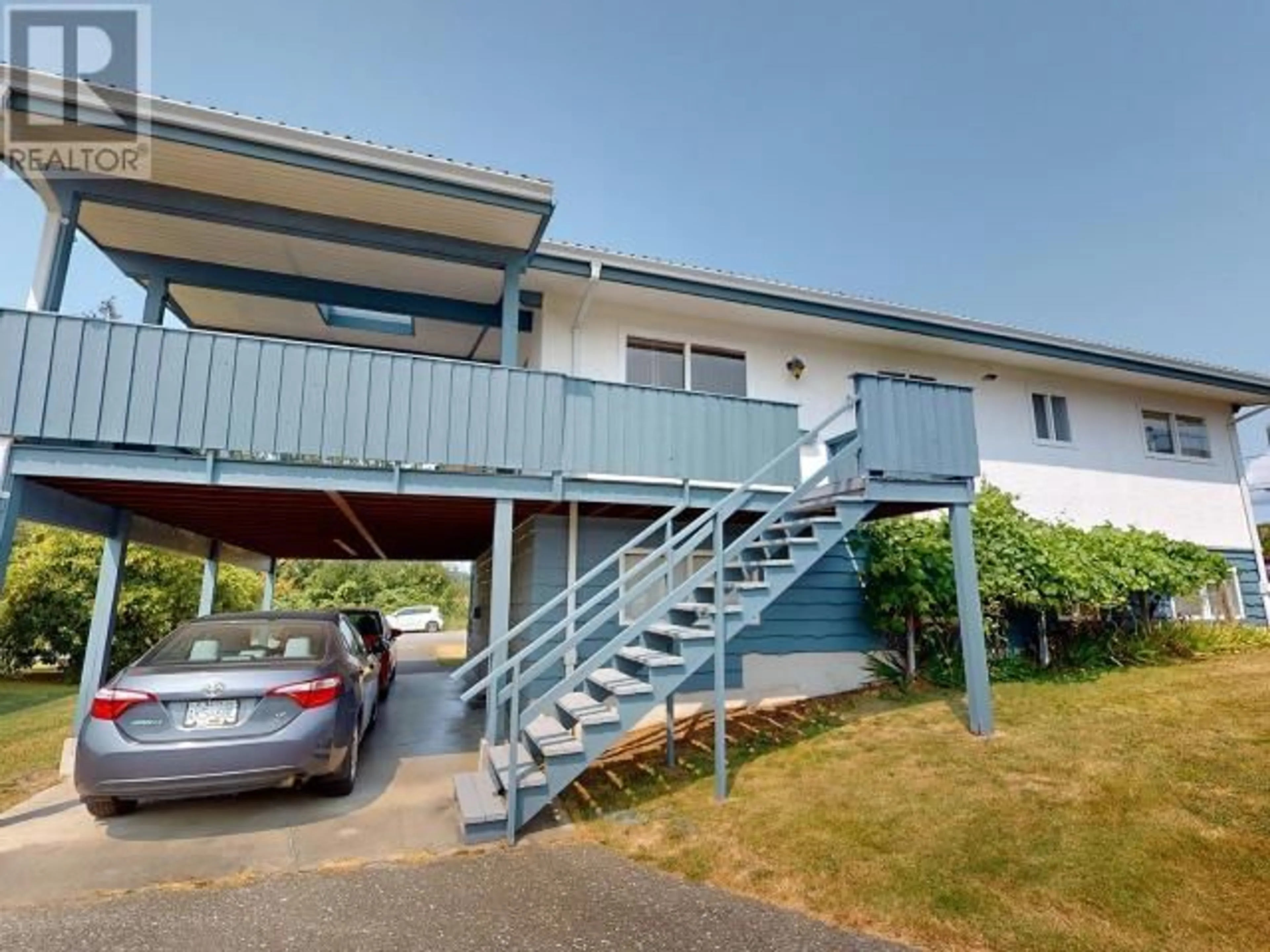 A pic from outside/outdoor area/front of a property/back of a property/a pic from drone, street for 7342 FIELD STREET, Powell River British Columbia V8A1S9