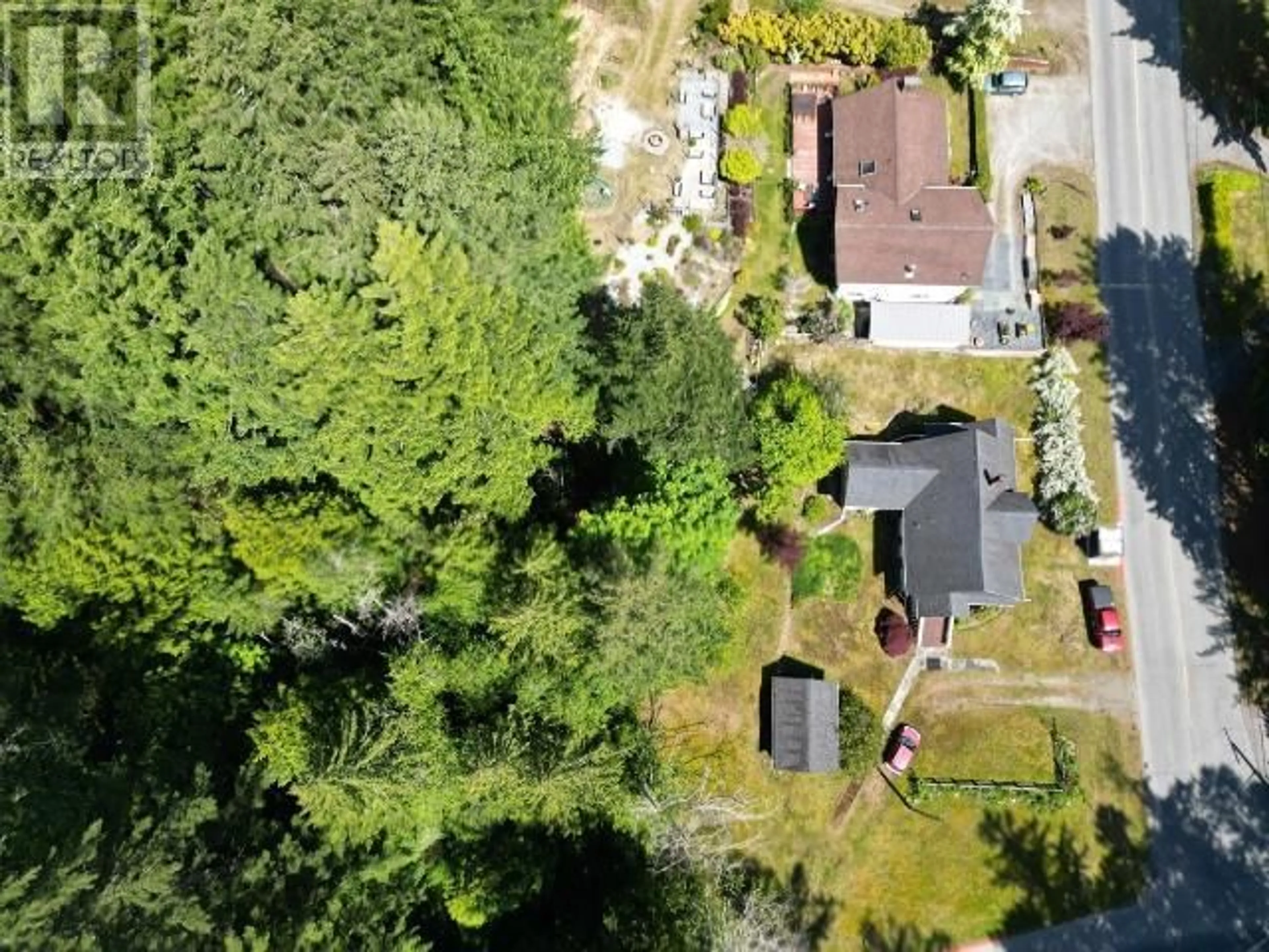 A pic from outside/outdoor area/front of a property/back of a property/a pic from drone, forest/trees view for 6237 LUND, Powell River British Columbia V8A4T2