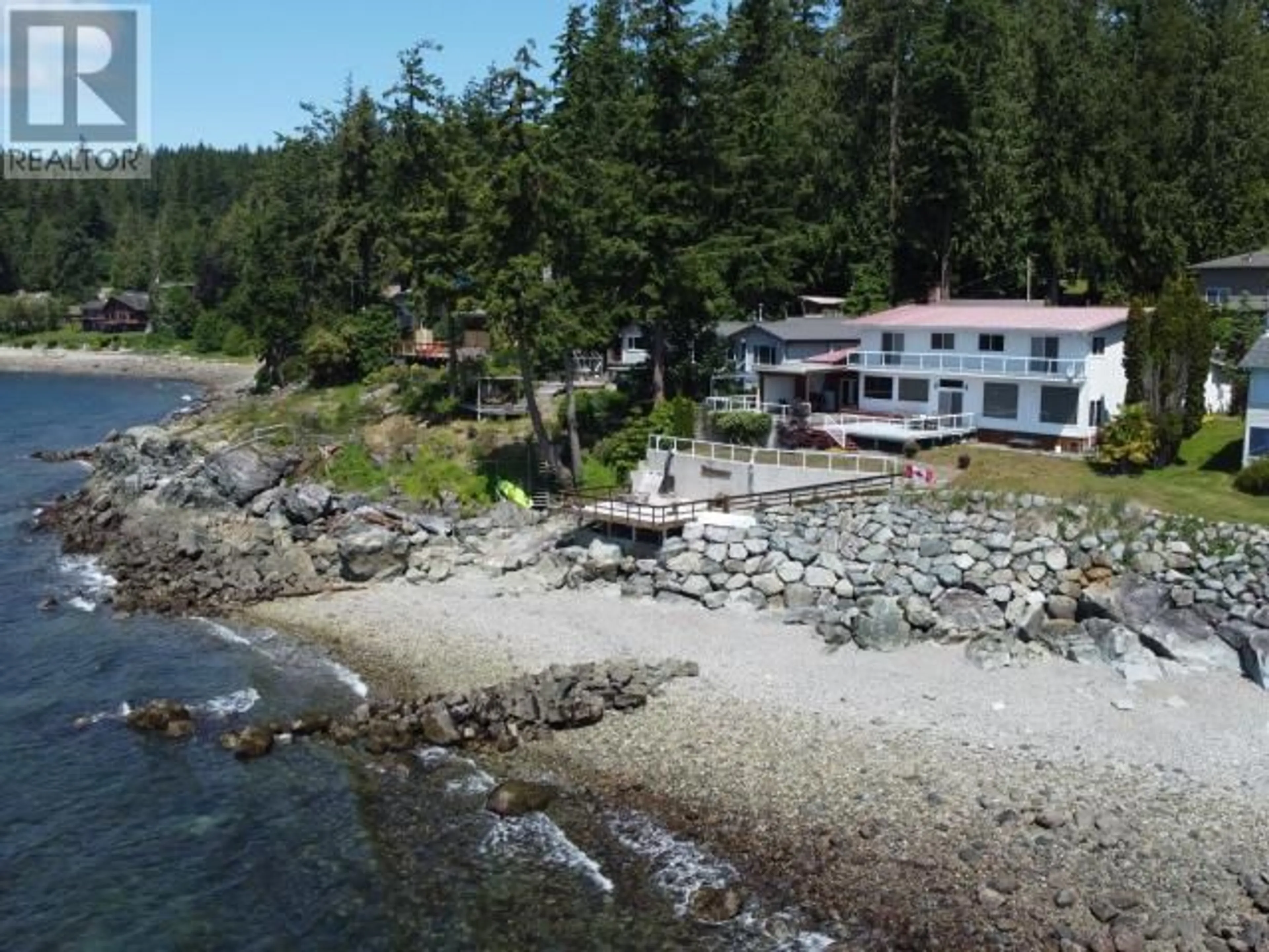 A pic from outside/outdoor area/front of a property/back of a property/a pic from drone, water/lake/river/ocean view for 7397 STURT ROAD, Powell River British Columbia V8A0C8