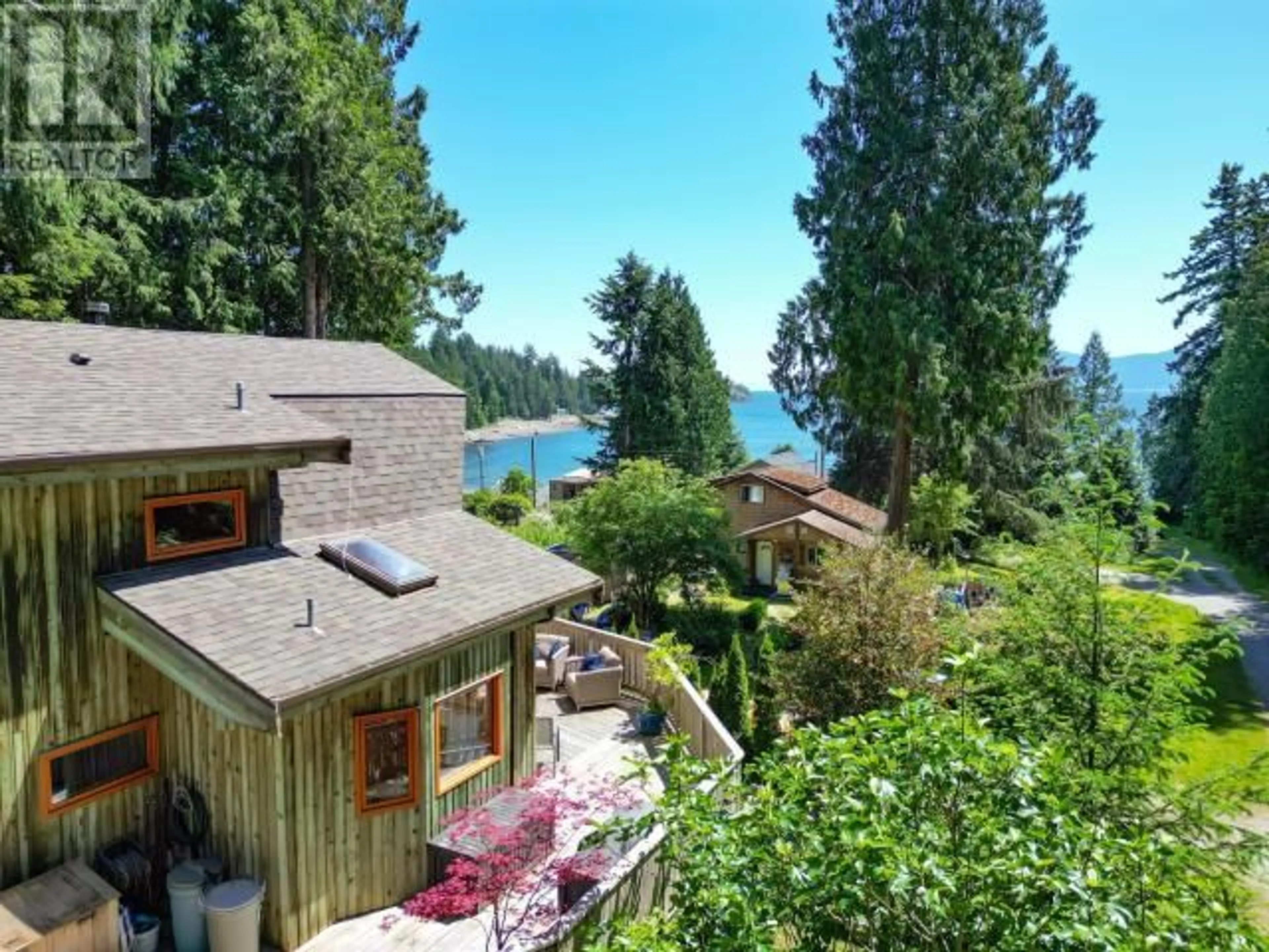 A pic from outside/outdoor area/front of a property/back of a property/a pic from drone, water/lake/river/ocean view for 12205 SCOTCH FIR POINT RD, Powell River British Columbia V8A0M4