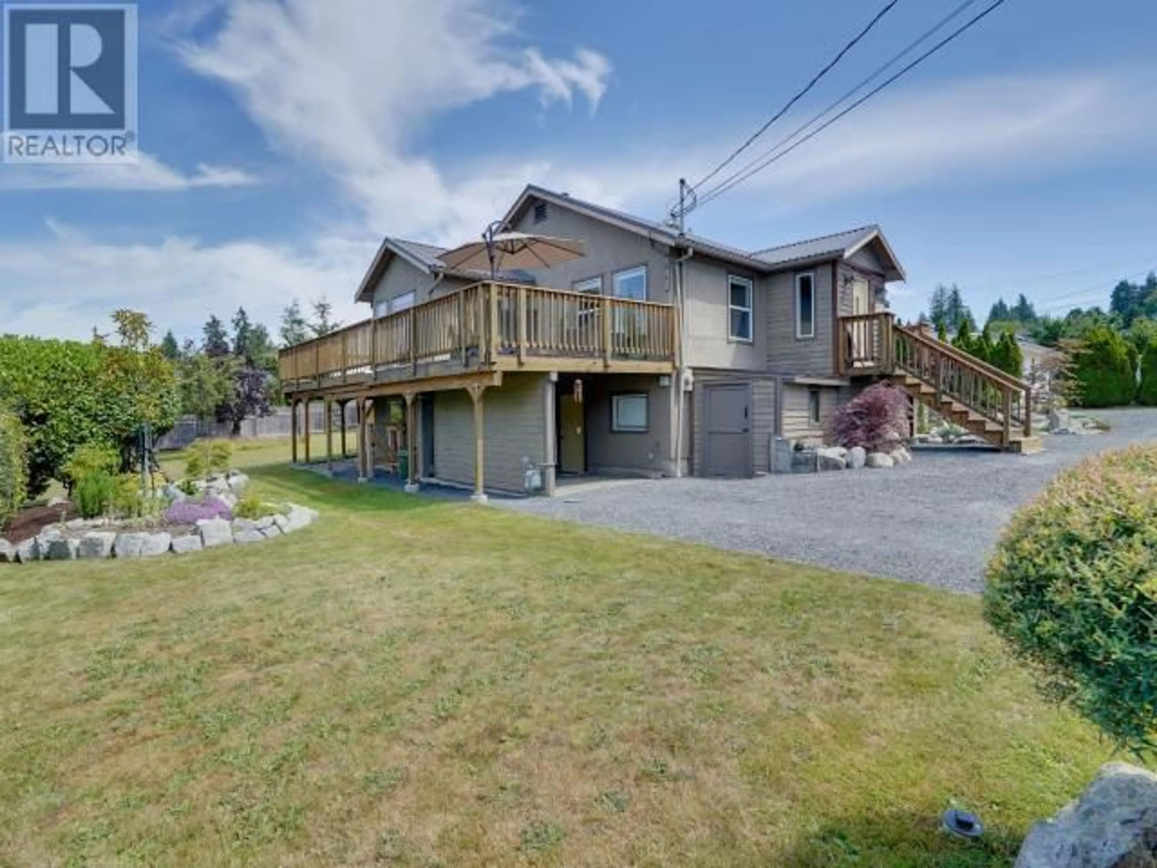 A pic from outside/outdoor area/front of a property/back of a property/a pic from drone, water/lake/river/ocean view for 6975 KAMLOOPS STREET, Powell River British Columbia V8A1M3