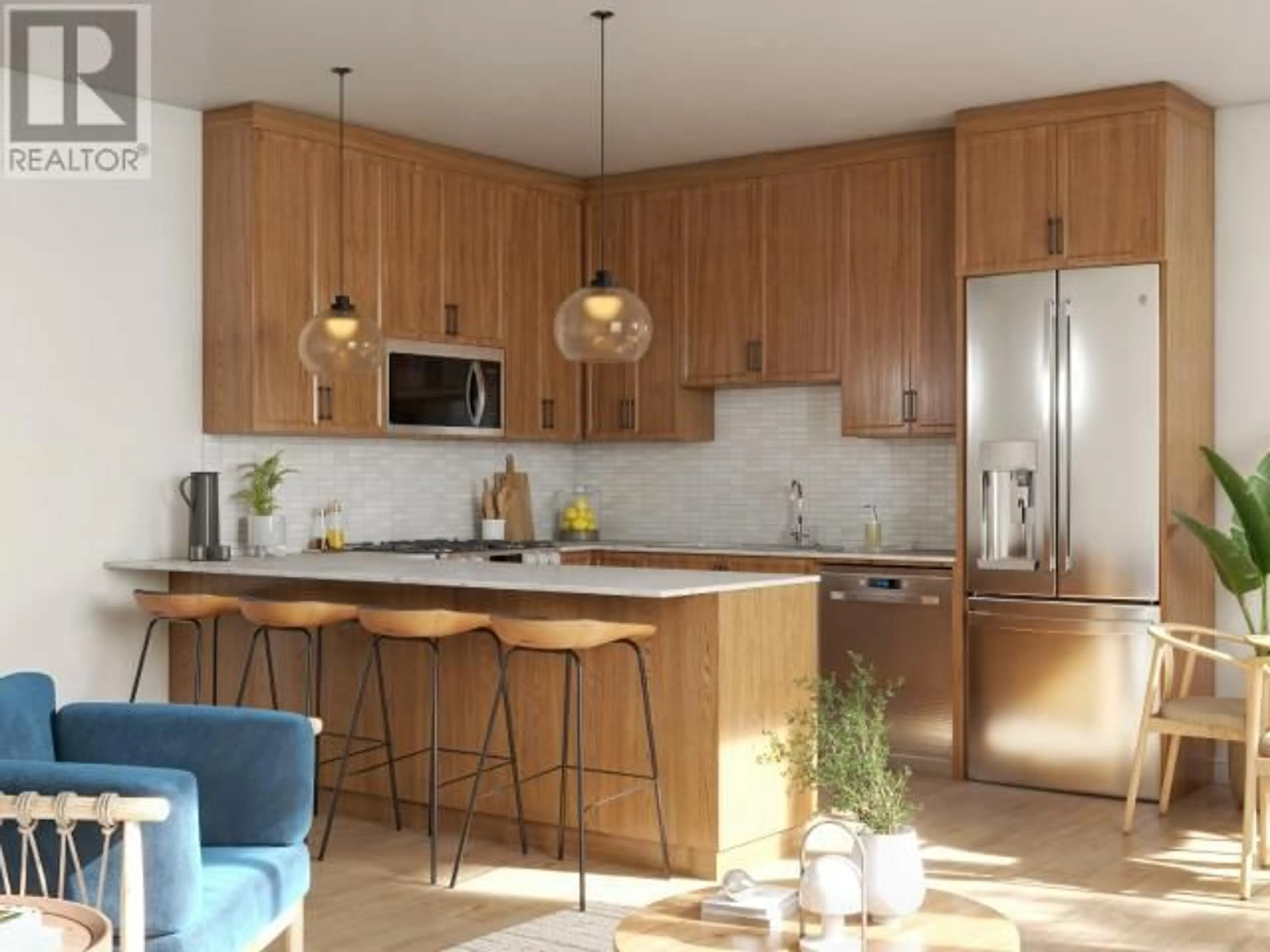Open concept kitchen, wood/laminate floor for 205 - 5191 MANSON AVE, Powell River British Columbia V8A3P2