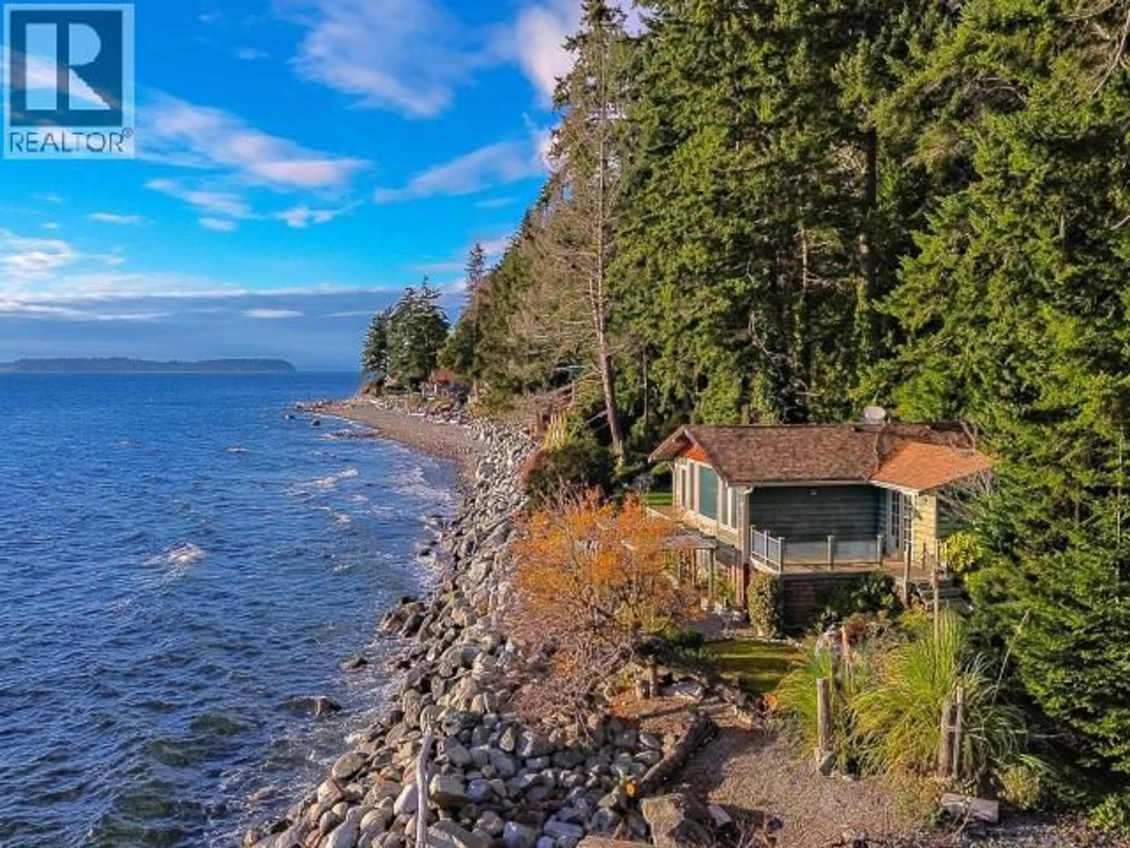 A pic from outside/outdoor area/front of a property/back of a property/a pic from drone, water/lake/river/ocean view for 3377 ATREVIDA ROAD, Powell River British Columbia V8A0E1