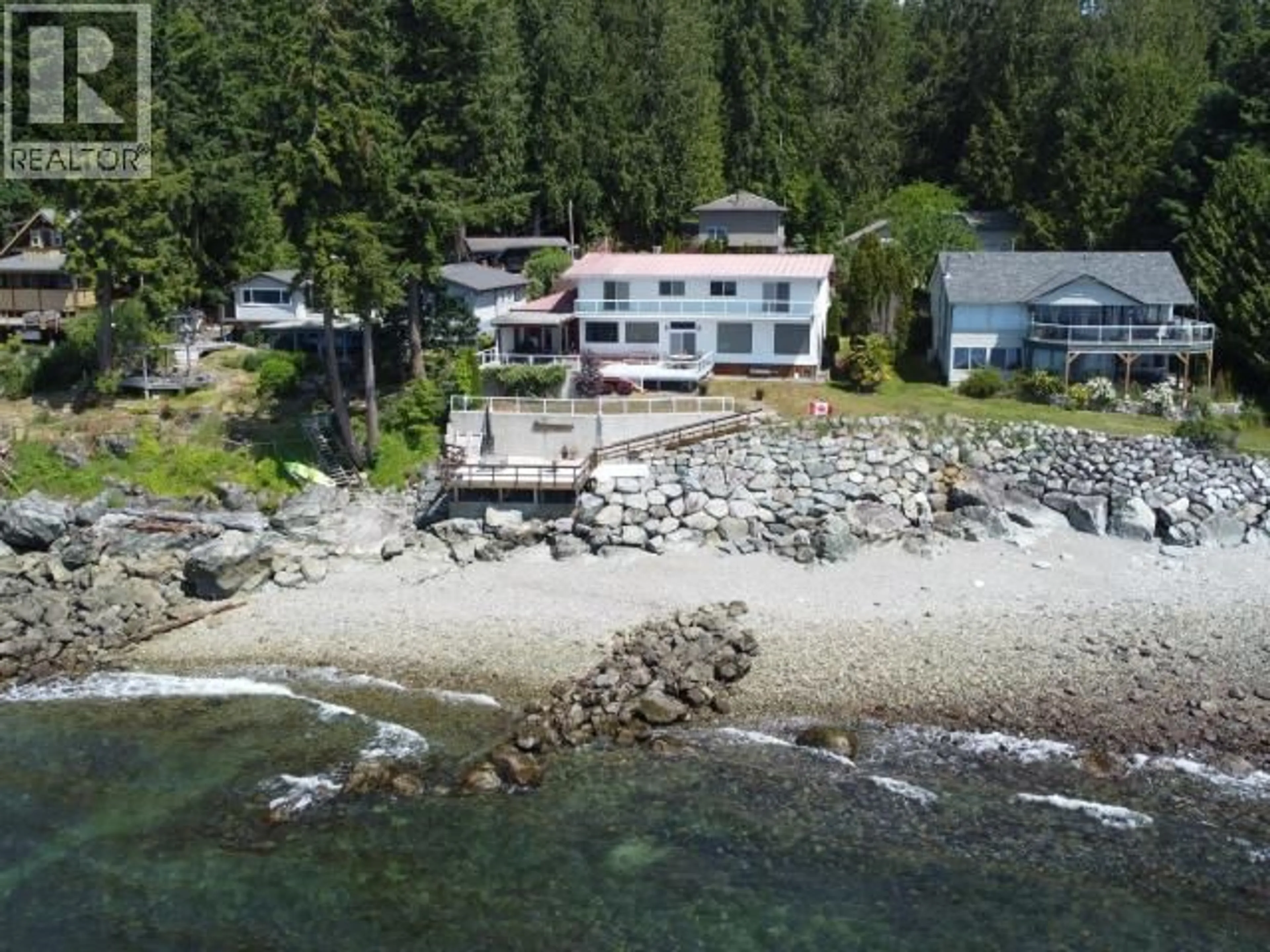 A pic from outside/outdoor area/front of a property/back of a property/a pic from drone, water/lake/river/ocean view for 7397 STURT ROAD, Powell River British Columbia V8A0C8
