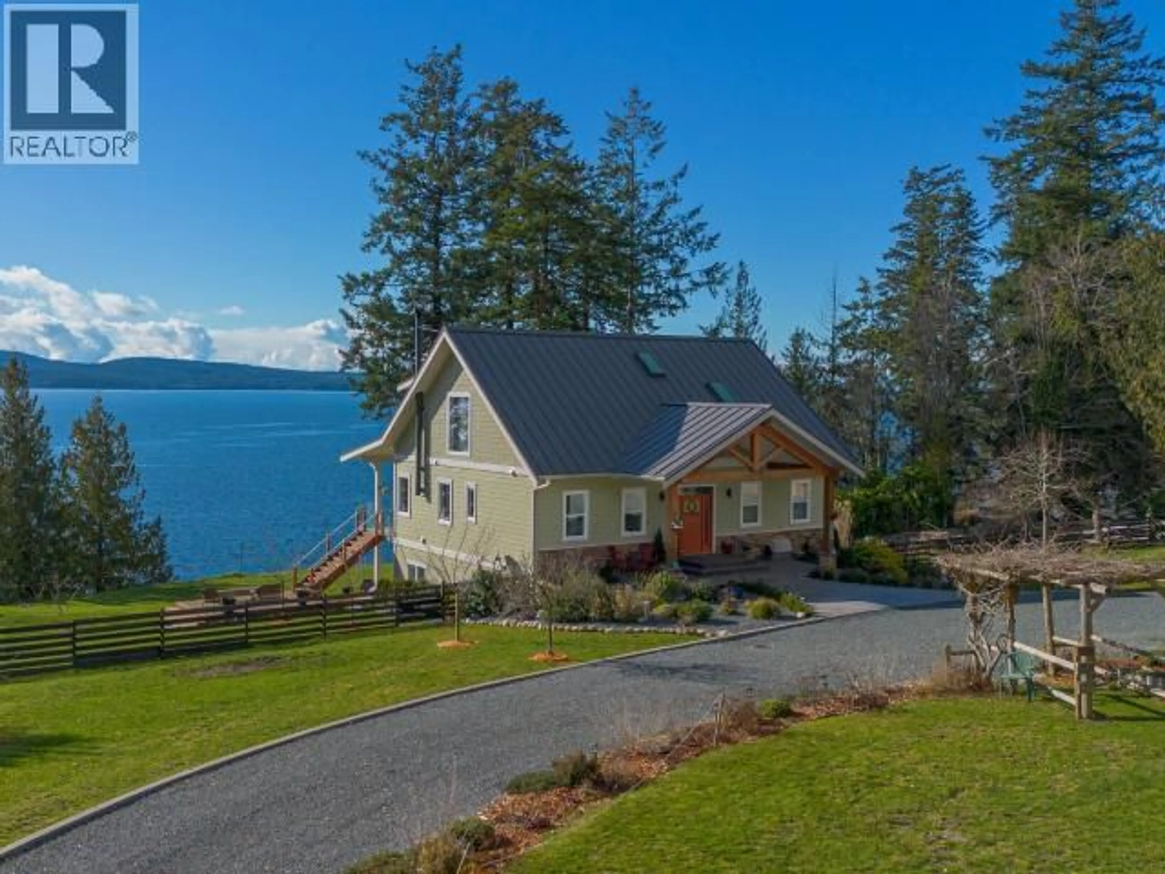A pic from outside/outdoor area/front of a property/back of a property/a pic from drone, water/lake/river/ocean view for 8447 HIGHWAY 101, Powell River British Columbia V8A0G8