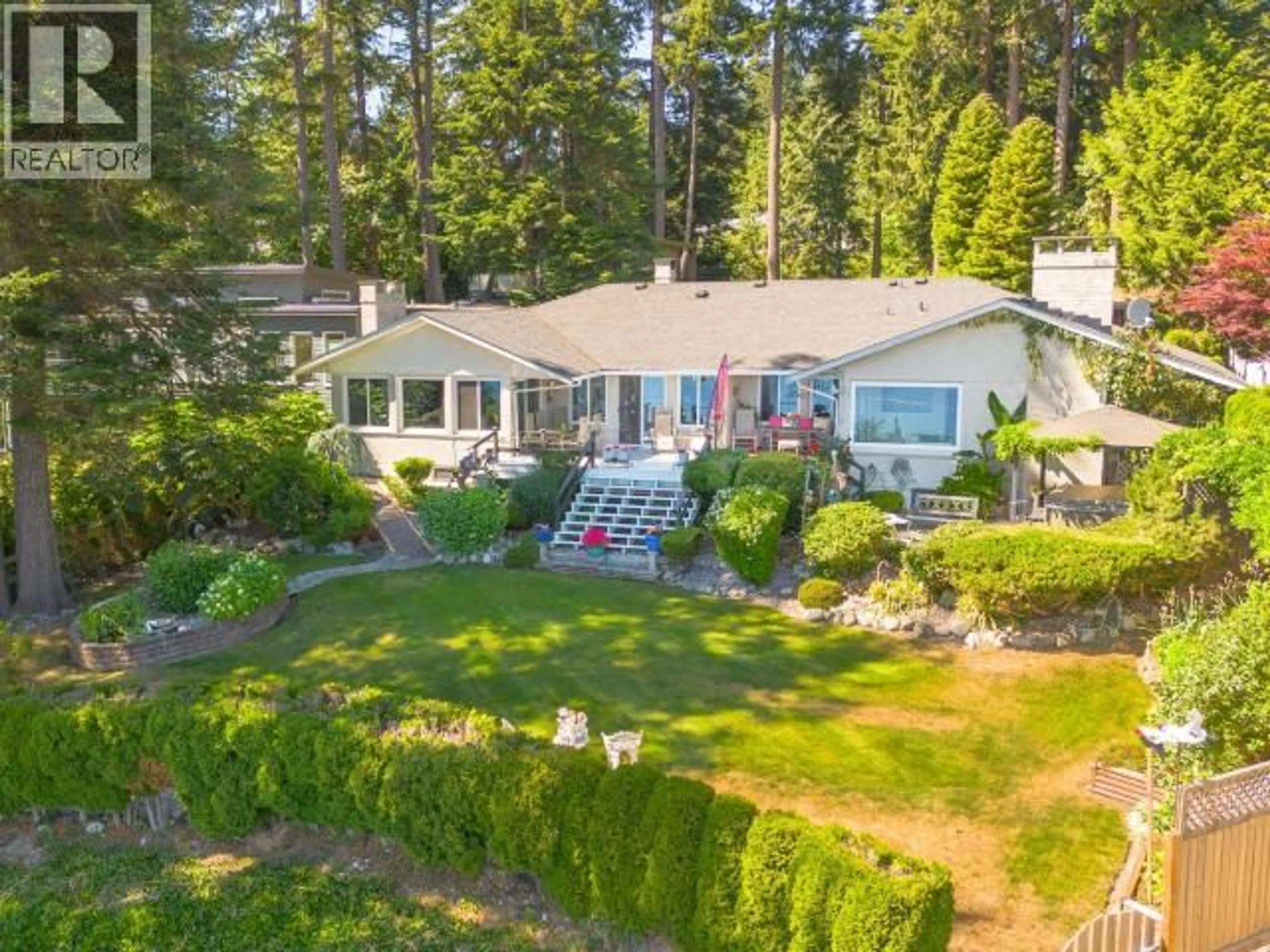 A pic from outside/outdoor area/front of a property/back of a property/a pic from drone, water/lake/river/ocean view for 9081 STAGER ROAD, Powell River British Columbia V8A0H6