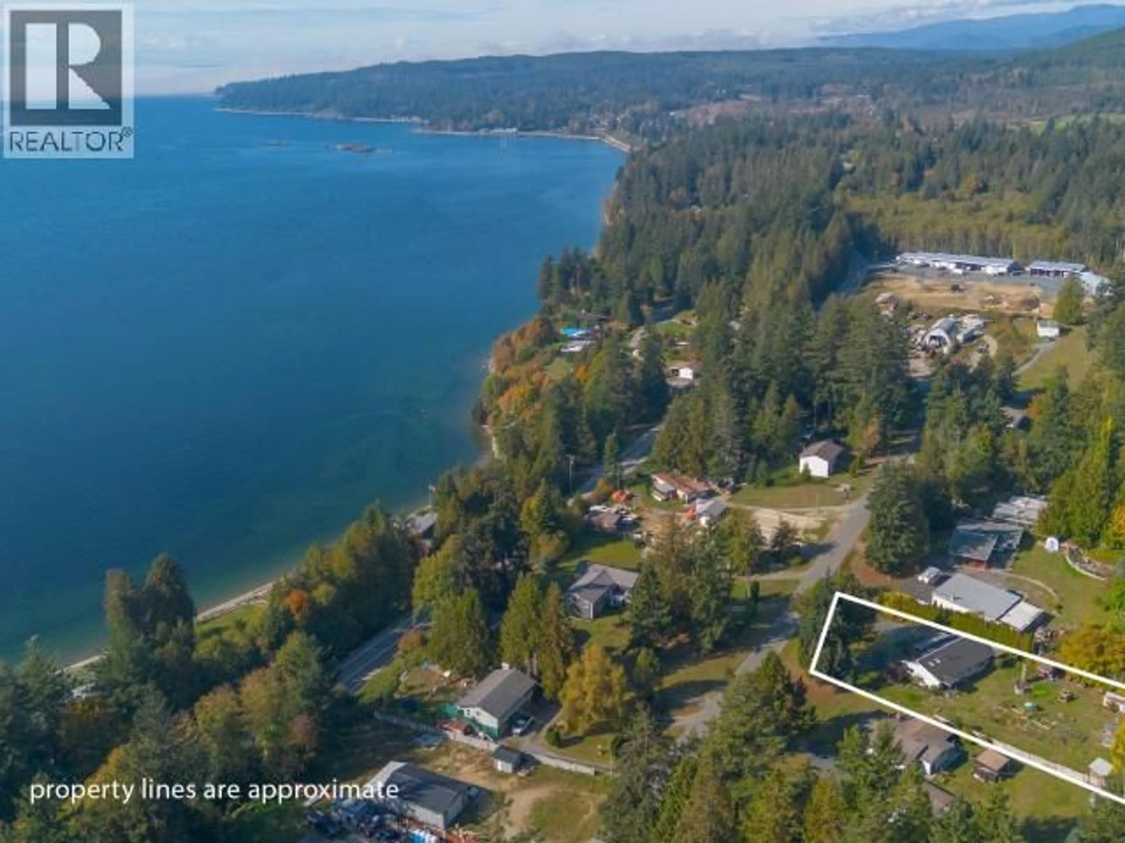 A pic from outside/outdoor area/front of a property/back of a property/a pic from drone, water/lake/river/ocean view for 8612 MYRTLE POINT ROAD, Powell River British Columbia V8A0H2