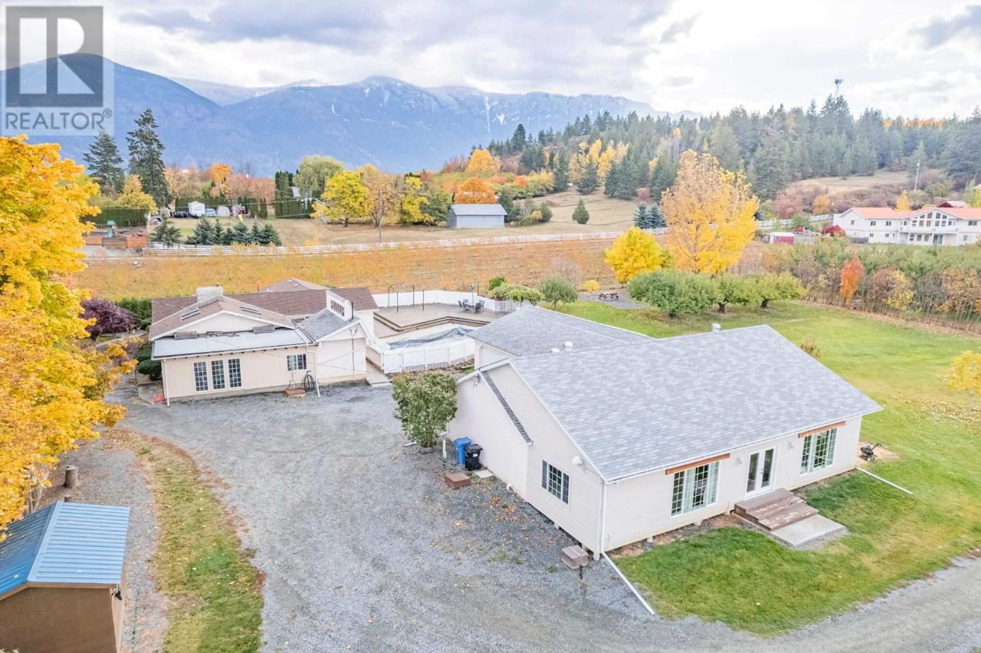 A pic from outside/outdoor area/front of a property/back of a property/a pic from drone, mountain view for 2819 ERICKSON ROAD, Erickson British Columbia V0B1G1