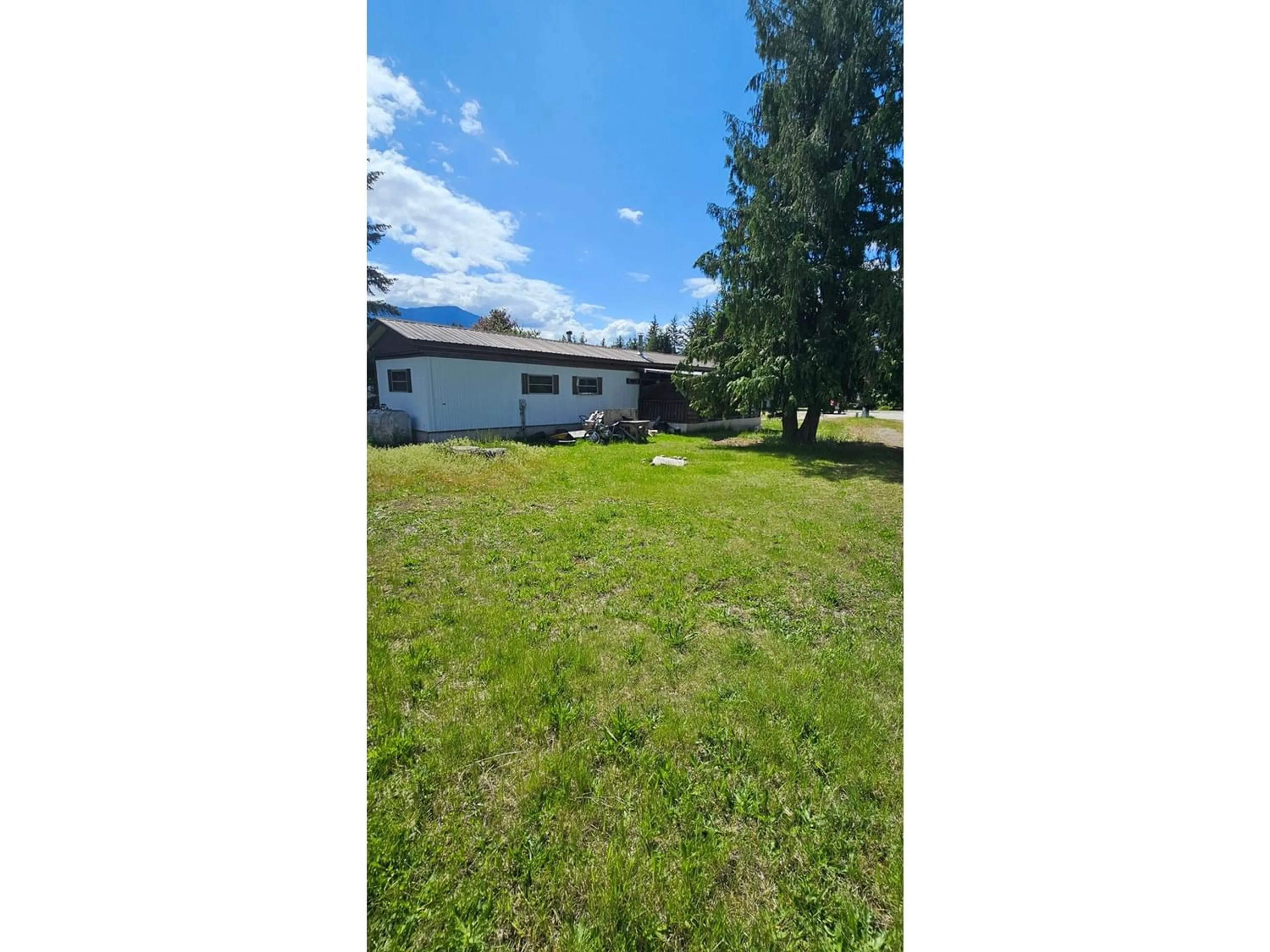 Frontside or backside of a home, the fenced backyard for 739 9TH  NW Avenue, Nakusp British Columbia V0G1R0