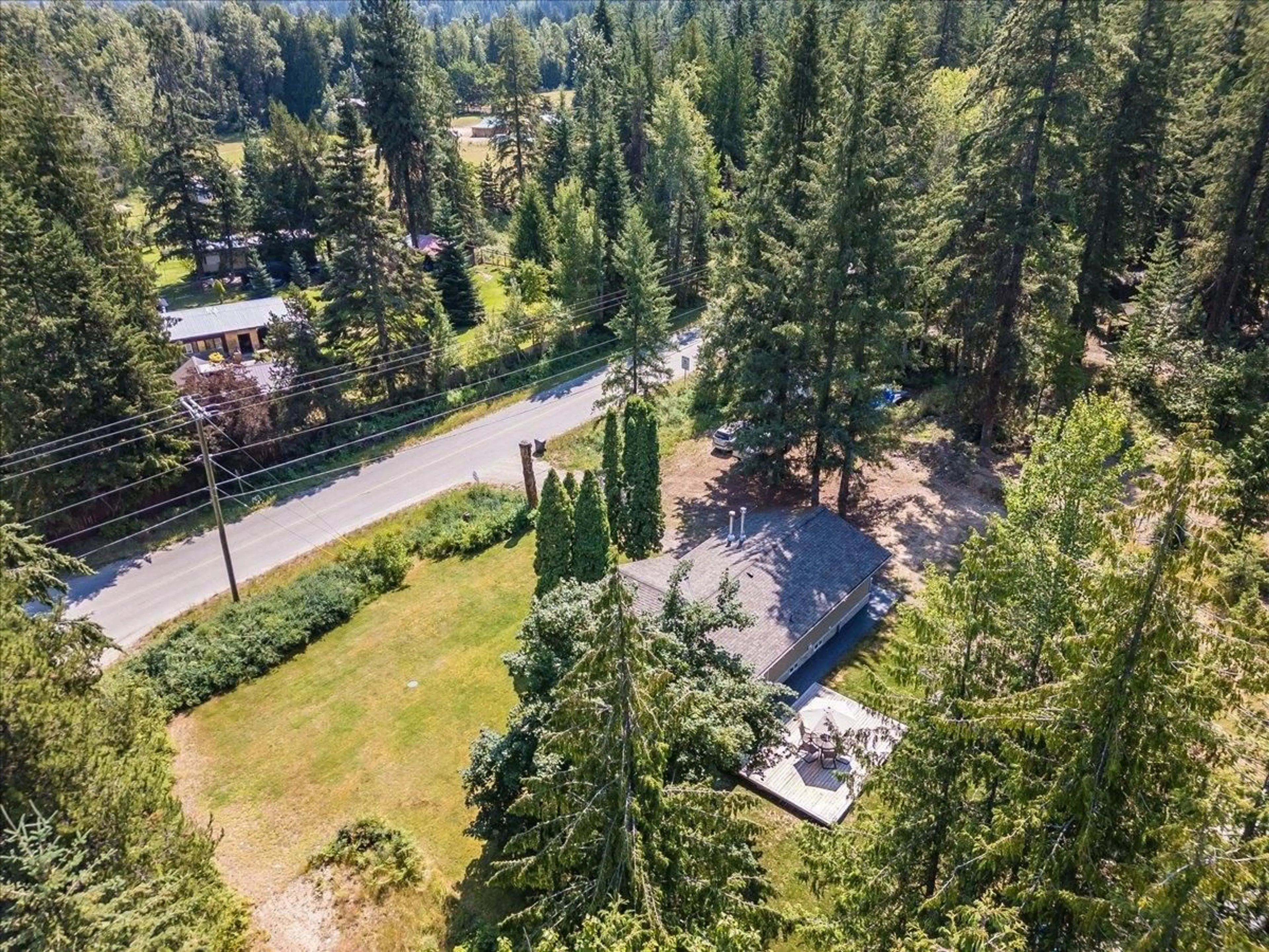 Patio, the fenced backyard for 6010 HARROP-PROCTER Road, Harrop British Columbia V1L6P7