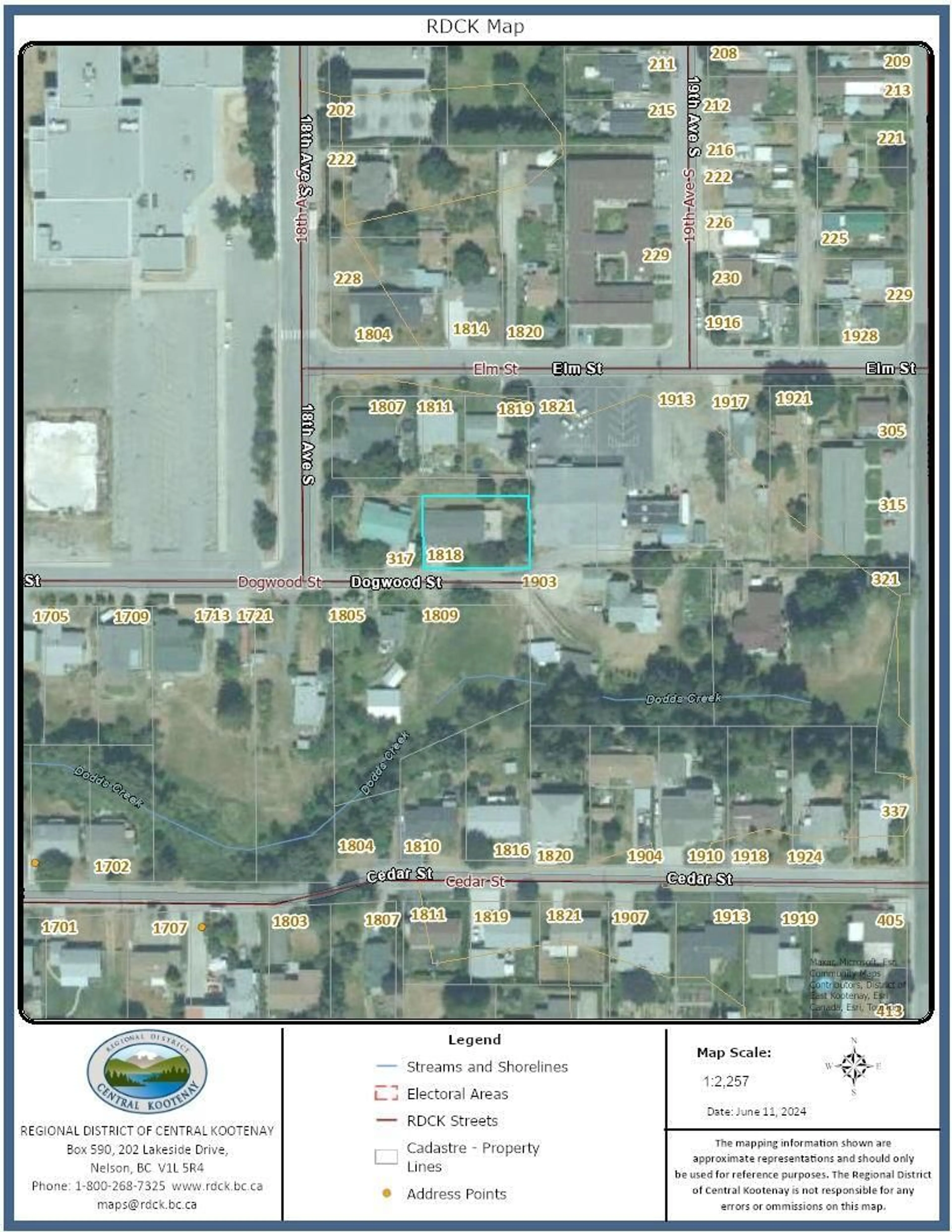 Picture of a map for 2218 CEDAR STREET, Creston British Columbia V0B1G5