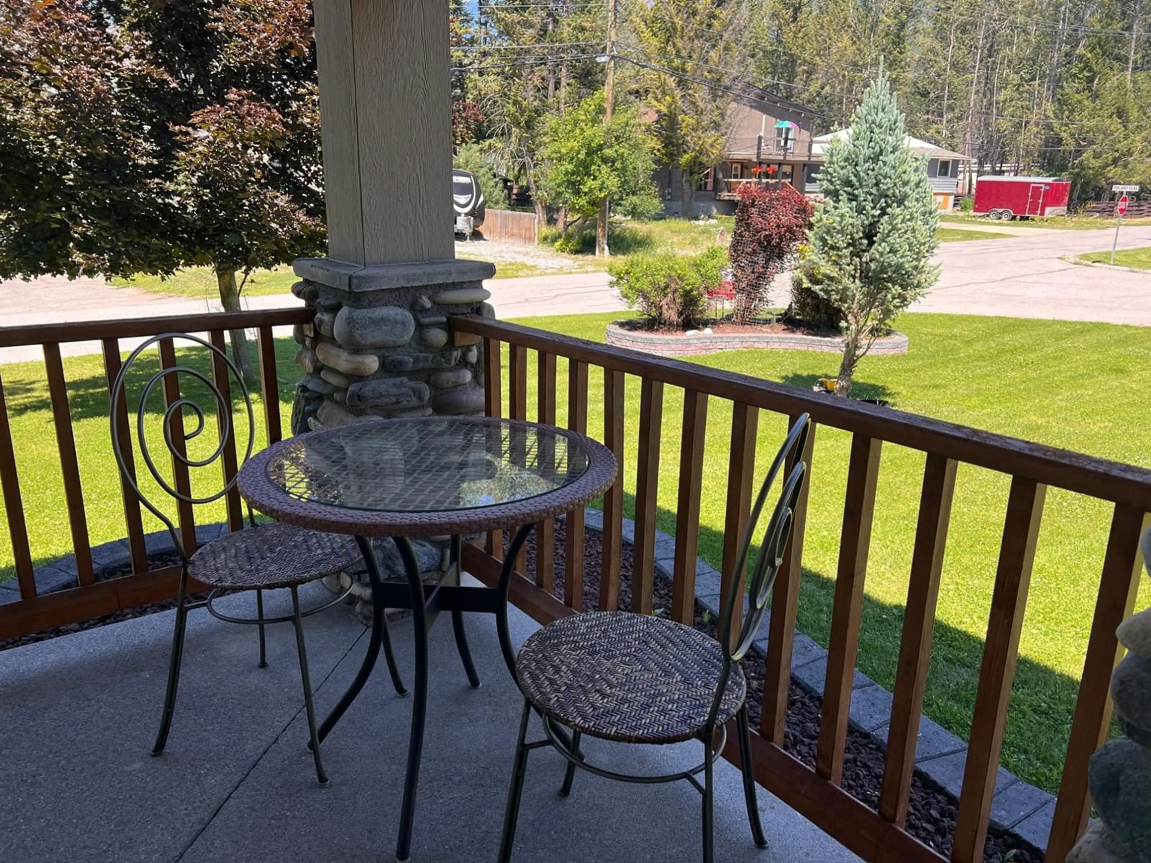 Patio, the fenced backyard for 4828 FIRLAND Close, Radium Hot Springs British Columbia V0A1M0