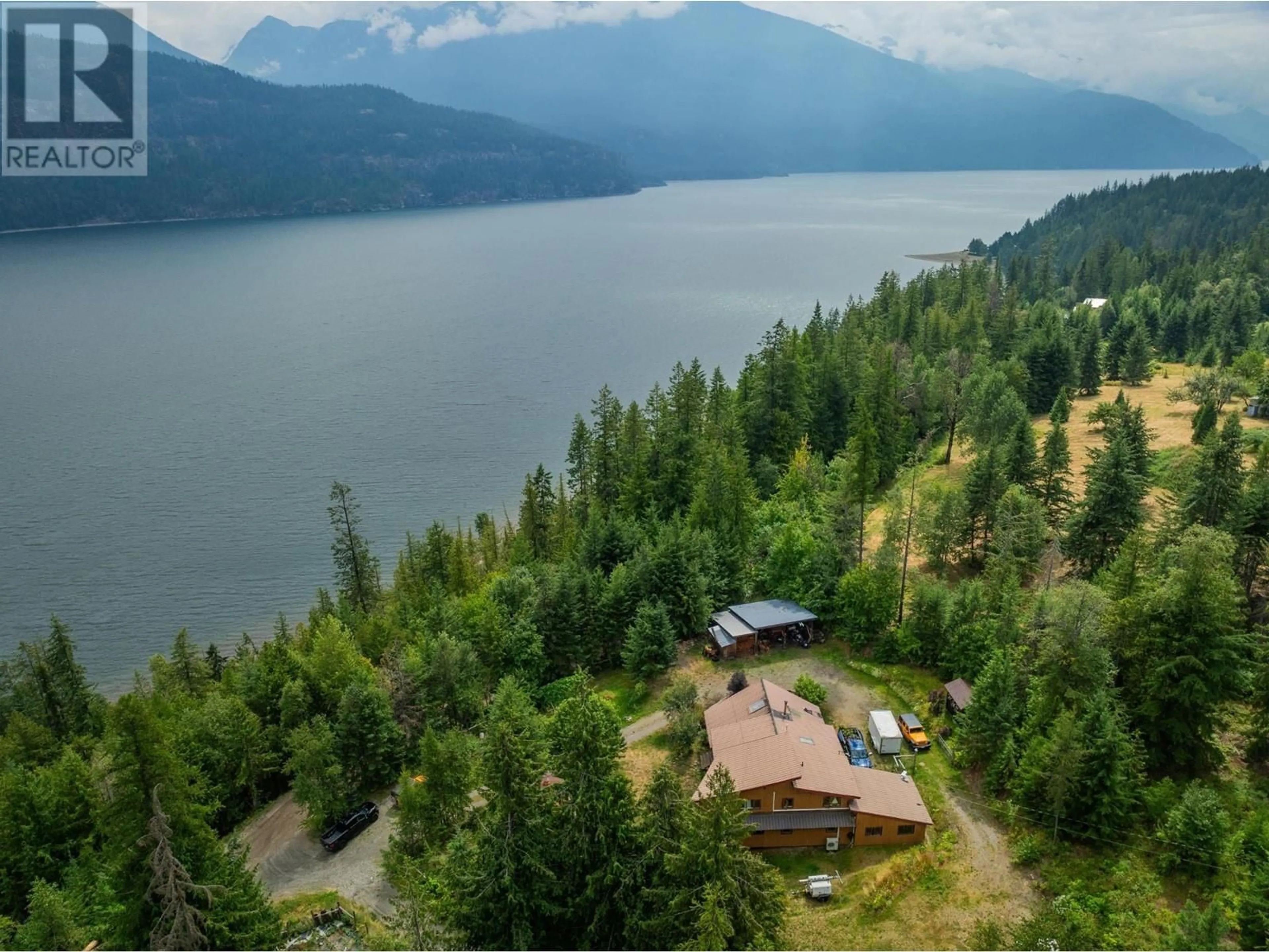 A pic from outside/outdoor area/front of a property/back of a property/a pic from drone, water/lake/river/ocean view for 9413 SHUTTY BENCH ROAD, Kaslo British Columbia V0G1M0