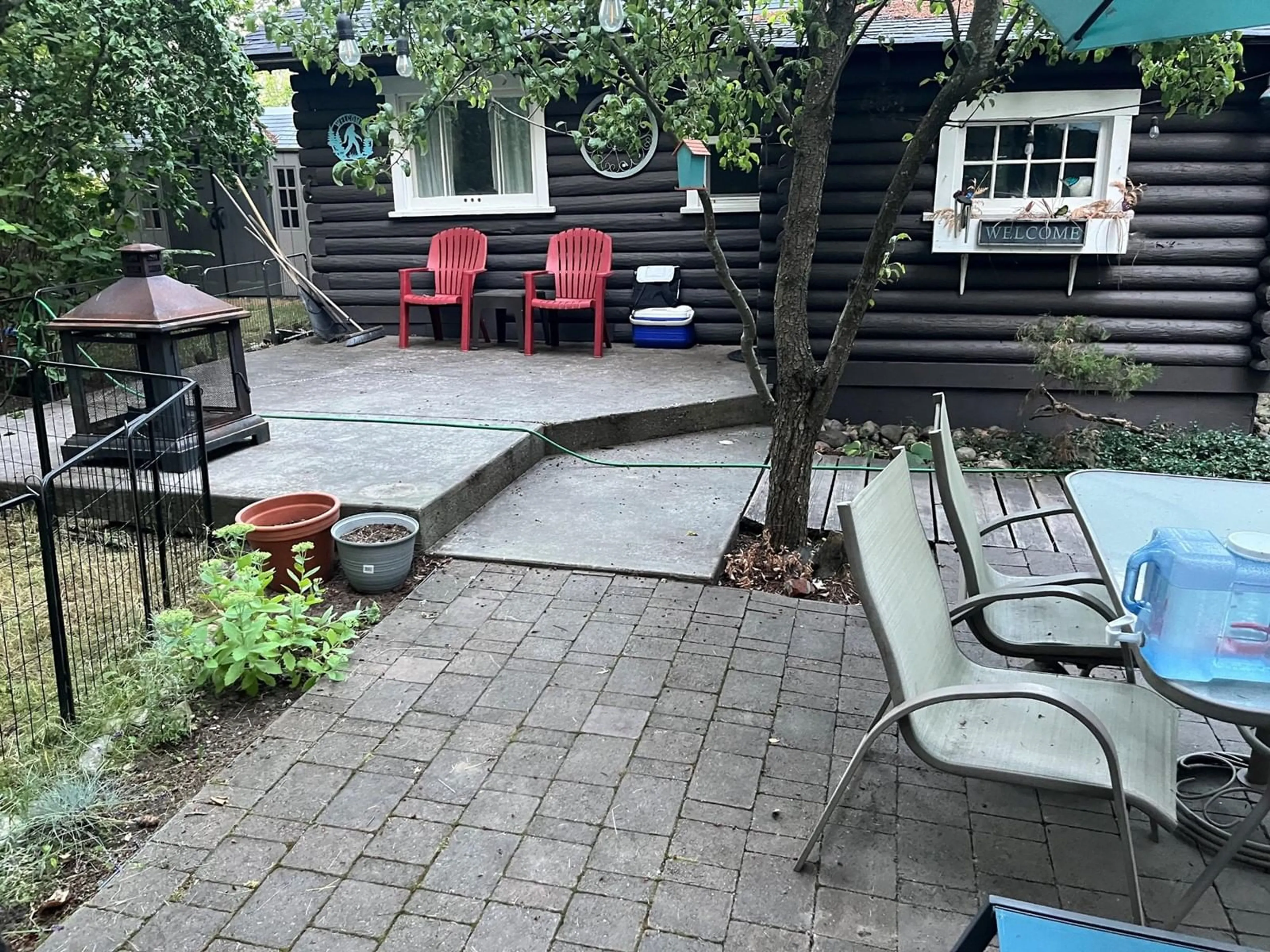 Patio, the fenced backyard for 209 1ST Avenue, Nakusp British Columbia V0G1R0