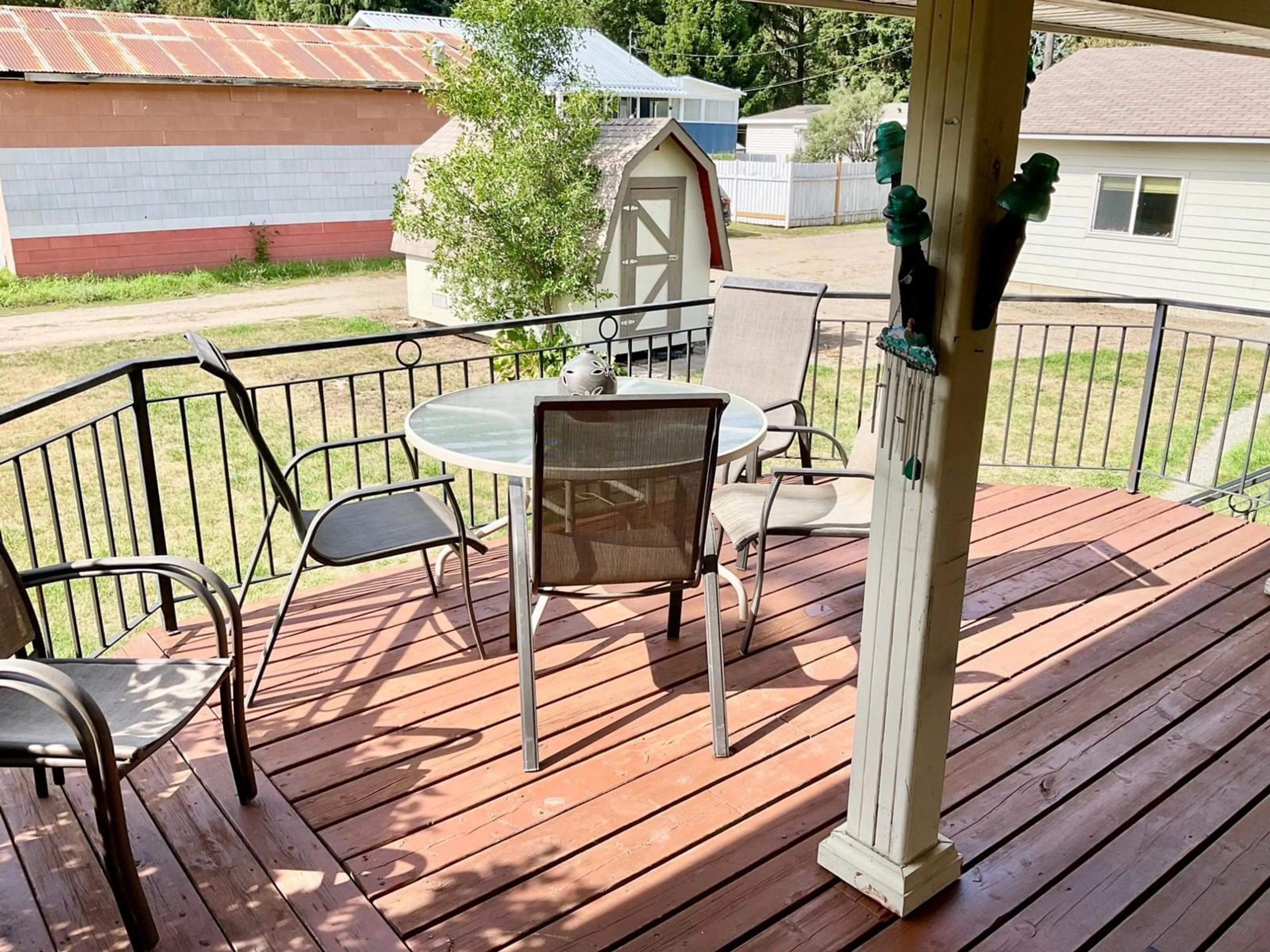 Patio, the fenced backyard for 171 GOVERNMENT  N Avenue, Greenwood British Columbia V0H1J0