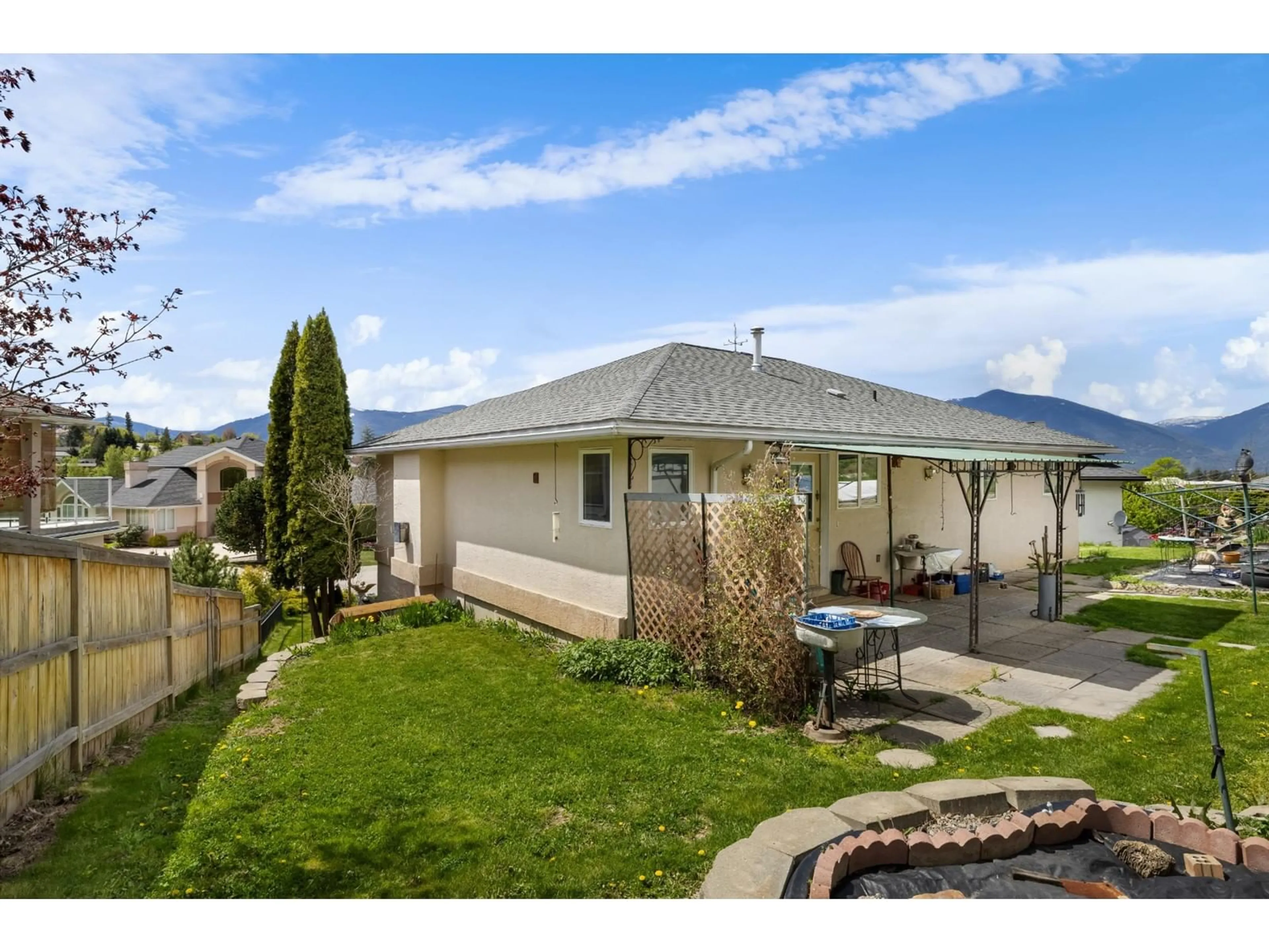 Frontside or backside of a home, the fenced backyard for 1116 WESTRIDGE Street, Creston British Columbia V0B1G6