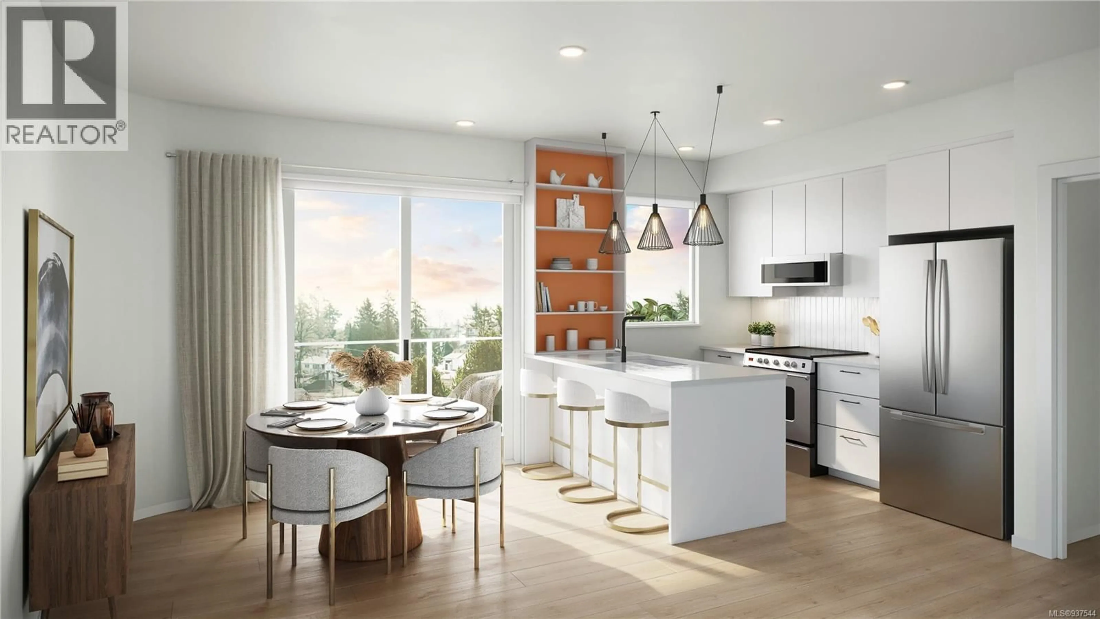 Open concept kitchen, wood/laminate floor for 410 - 1075 TILLICUM ROAD, Esquimalt British Columbia V9A2A4