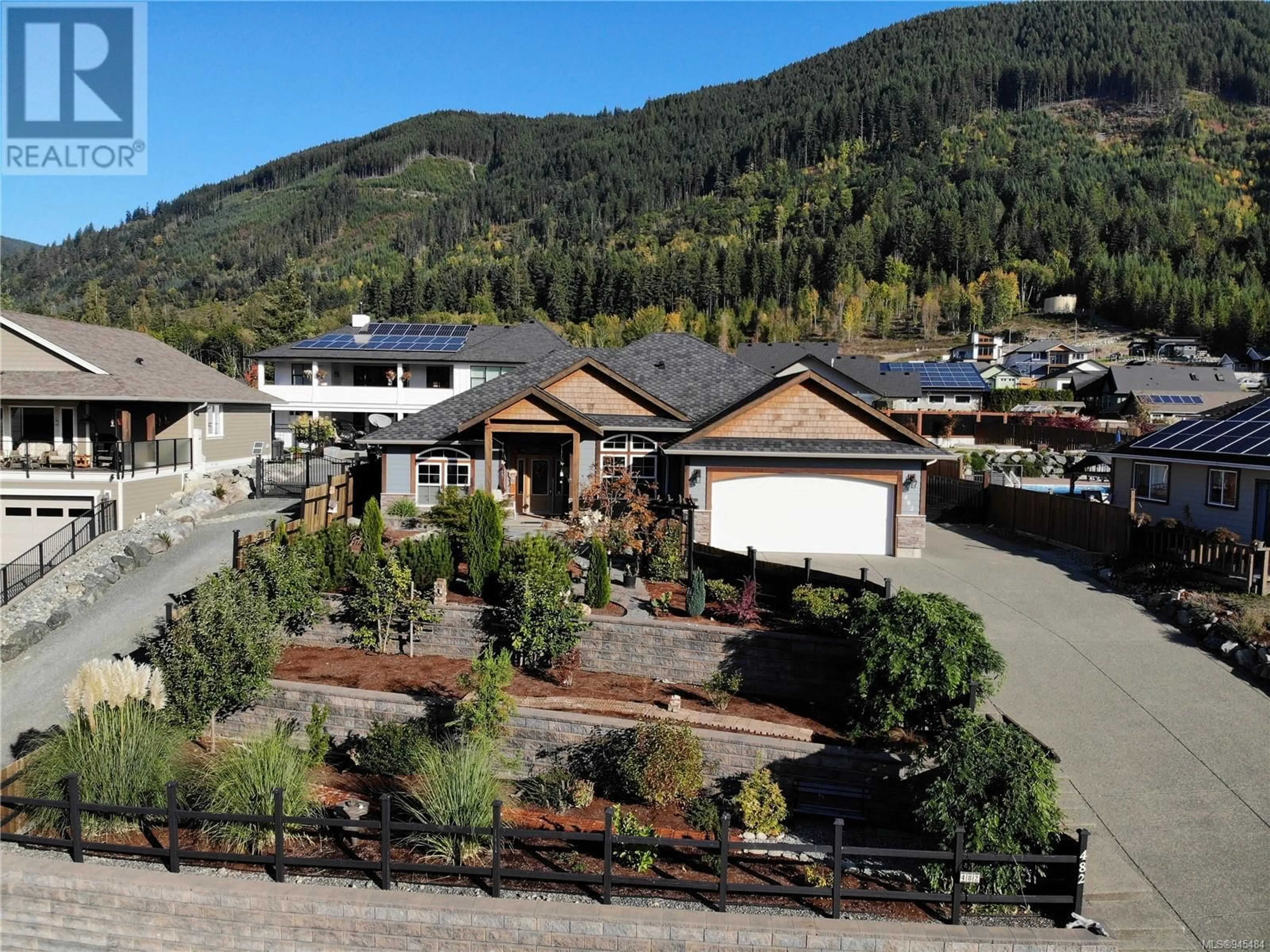 Frontside or backside of a home, the street view for 482 Mountain View Dr, Lake Cowichan British Columbia V0R2G1